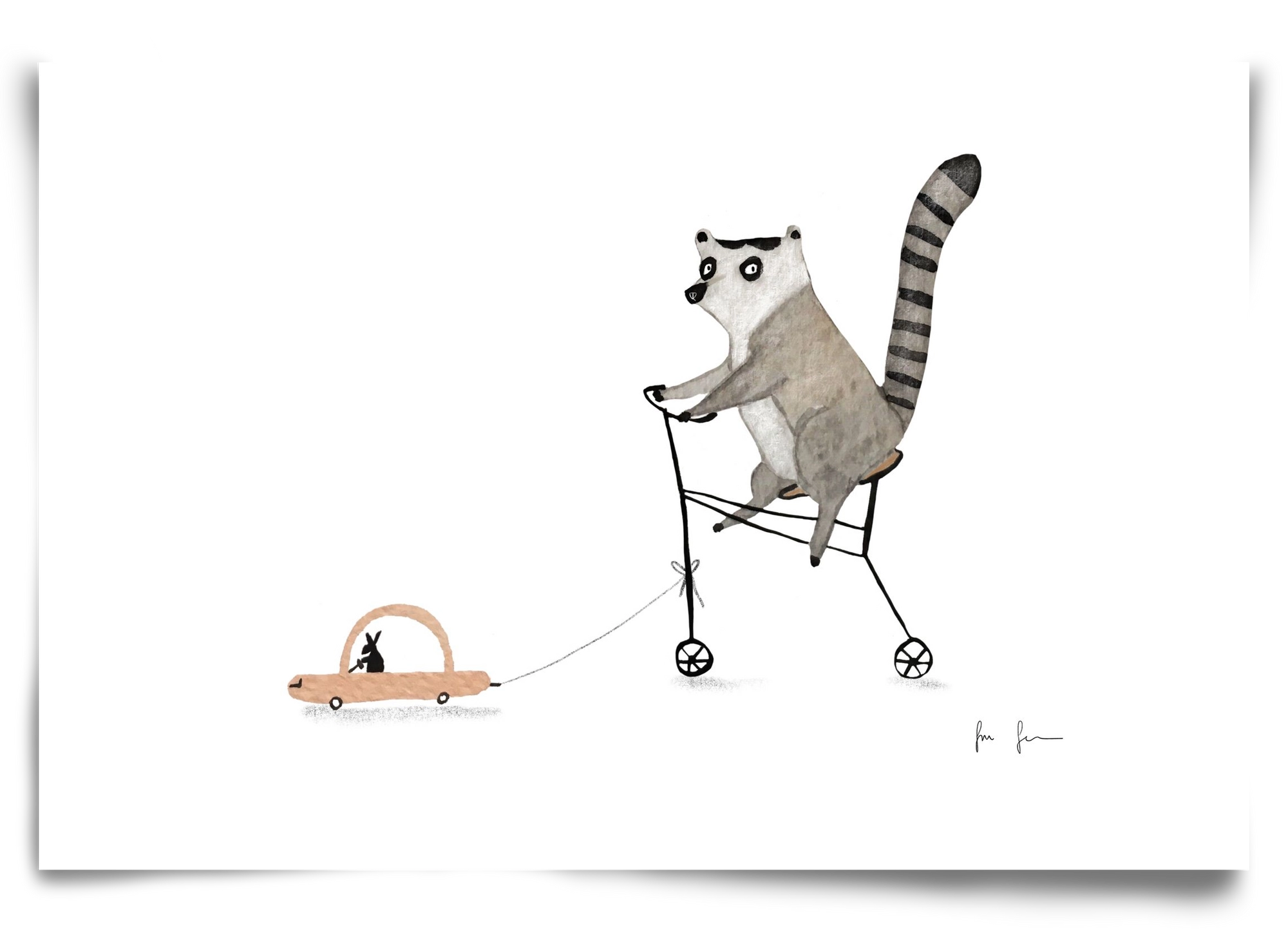 Bicikliző lemur, 90x60 cm, Keret nélkül