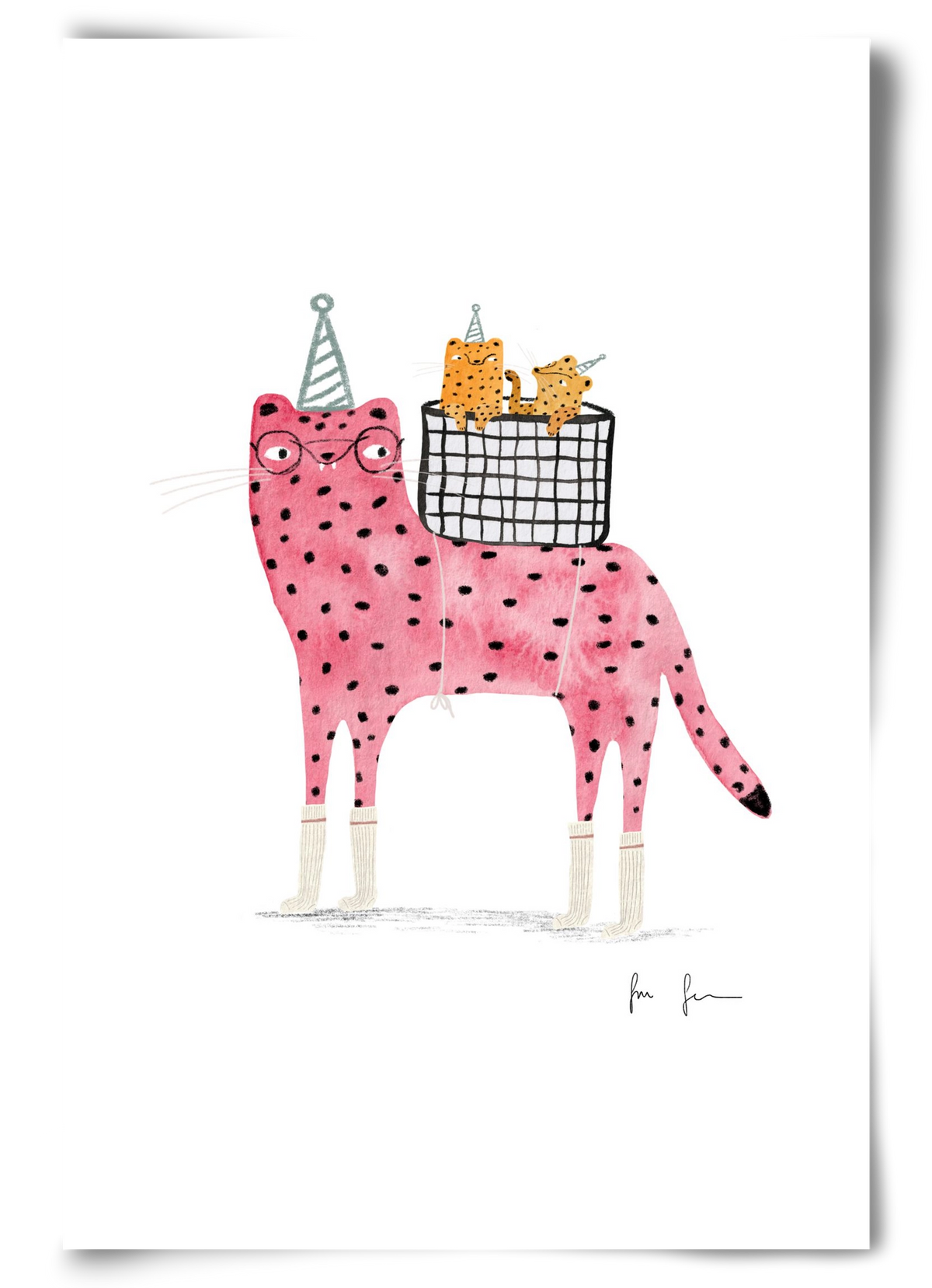 Rózsaszín leopárd mama, 60x90 cm, Keret nélkül