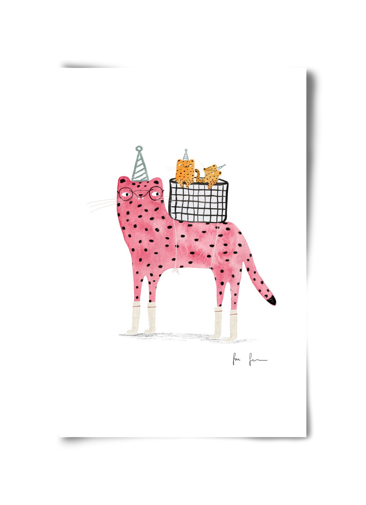 Rózsaszín leopárd mama, 30x45 cm, Keret nélkül