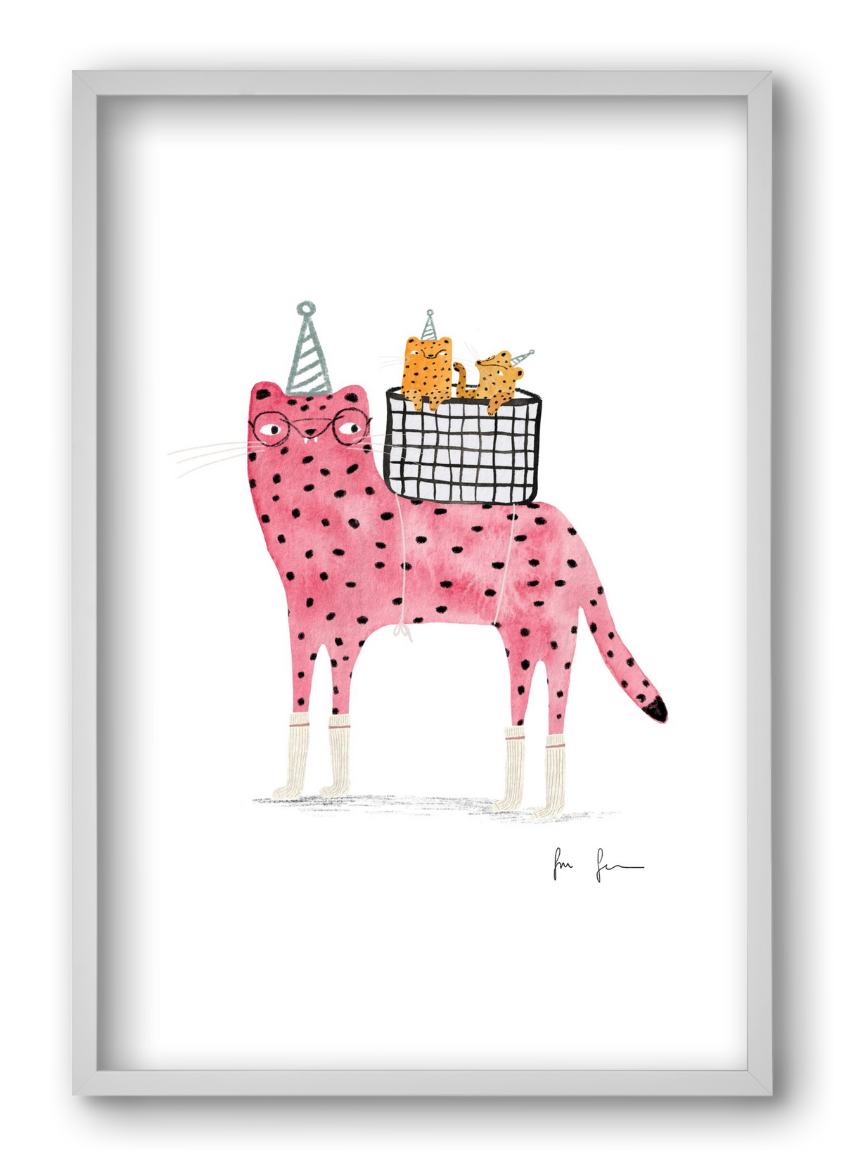 Rózsaszín leopárd mama, 40x60 cm (40x60 cm), Fehér keret