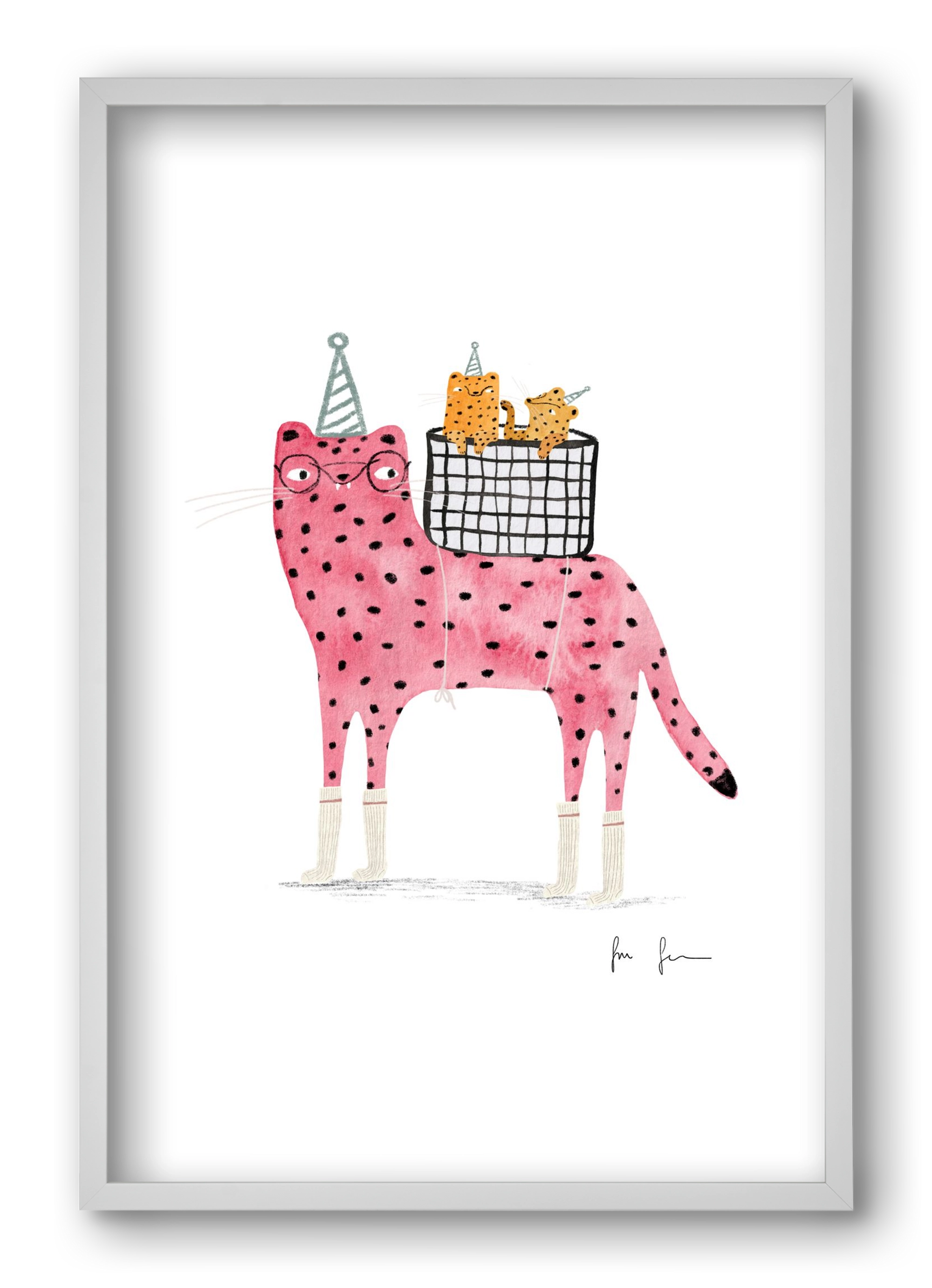 Rózsaszín leopárd mama, 40x60 cm (40x60 cm), Fehér keret
