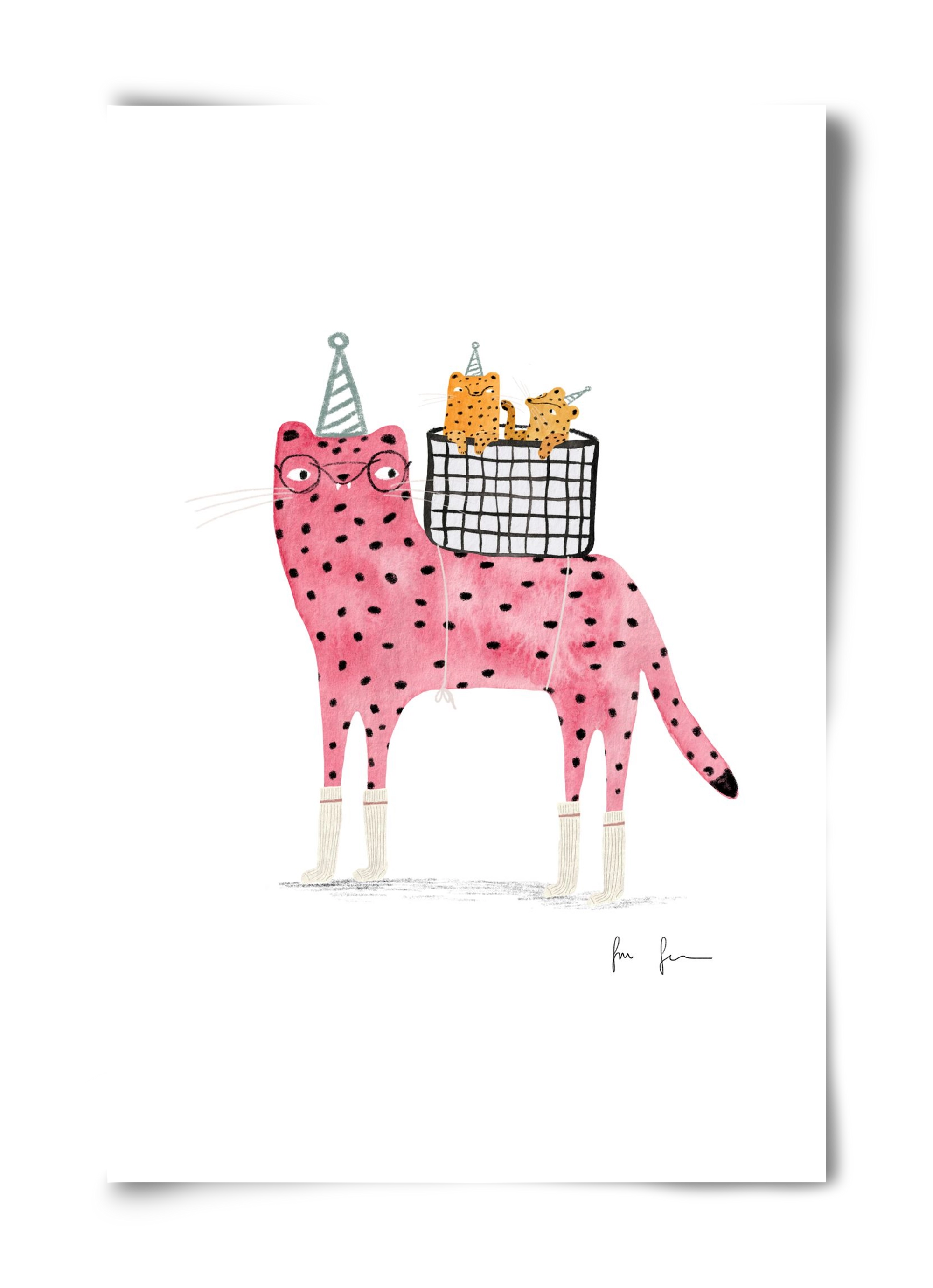 Rózsaszín leopárd mama, 40x60 cm, Keret nélkül