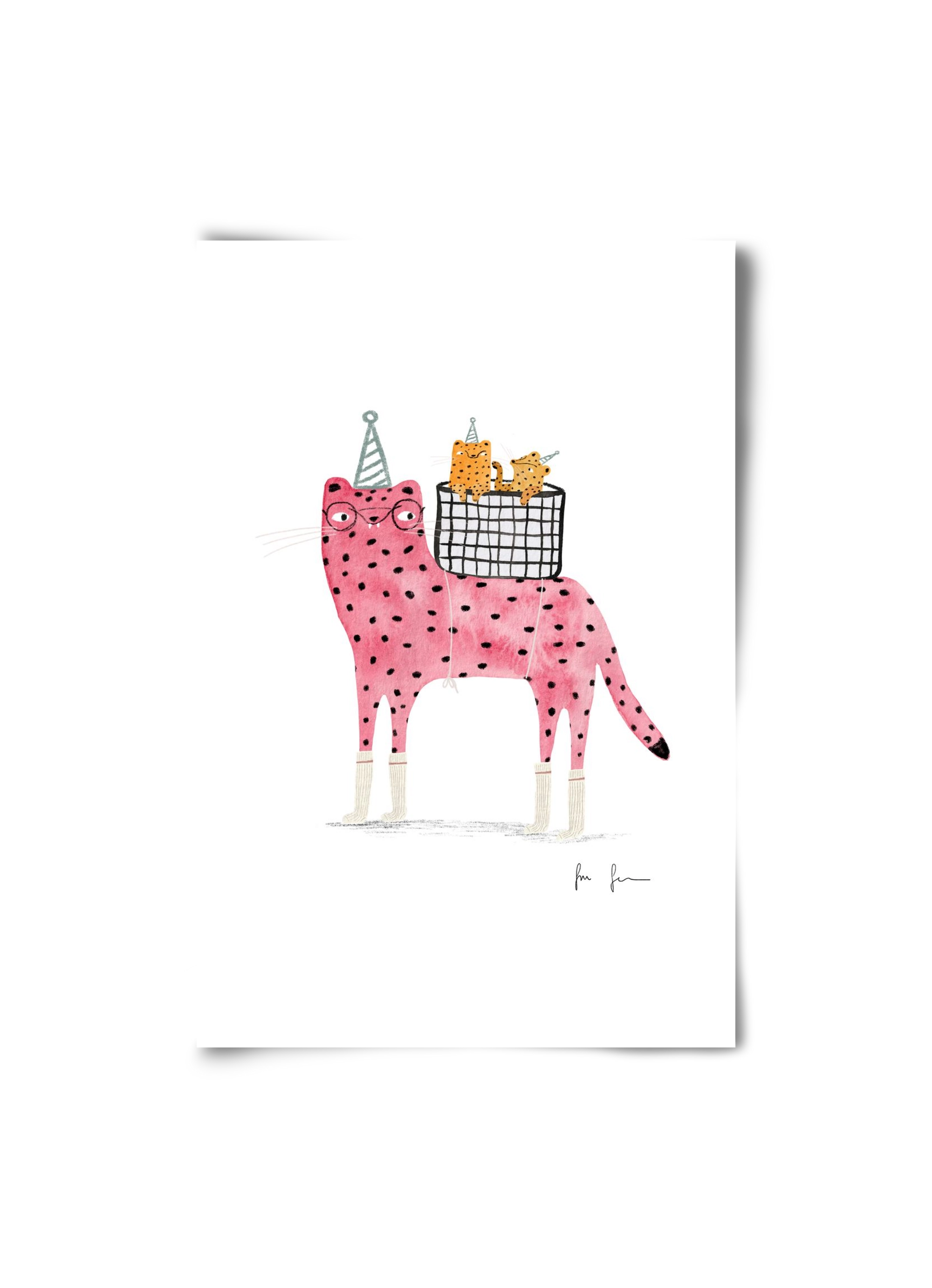 Rózsaszín leopárd mama, 20x30 cm, Keret nélkül