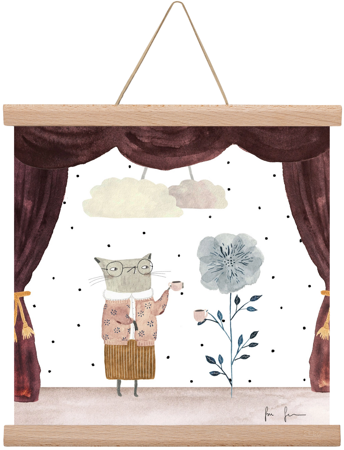 Teadélután, 30x30 cm (30x30 cm), Tölgy akasztó