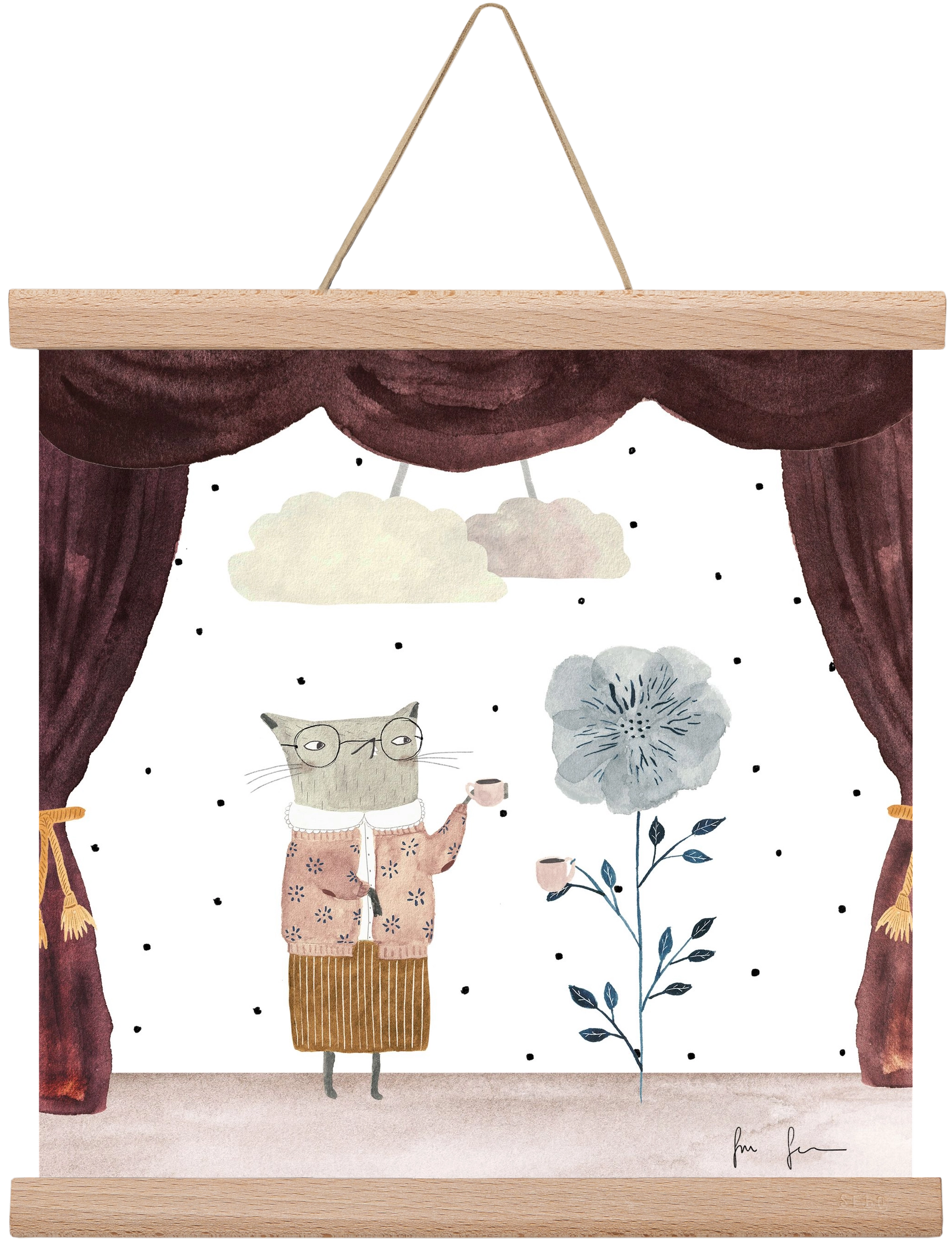 Teadélután, 30x30 cm (30x30 cm), Tölgy akasztó