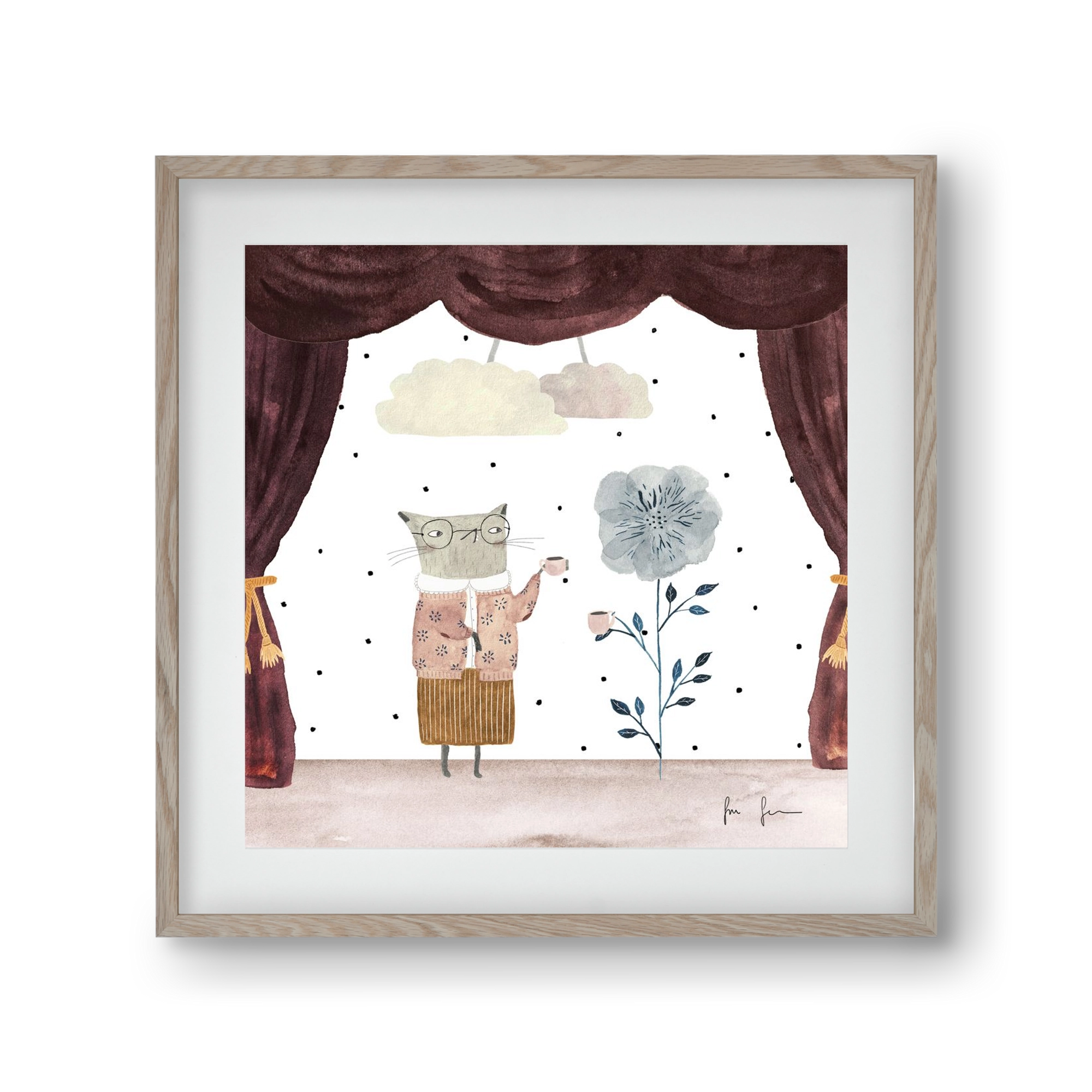 Teadélután, 30x30 cm (20x20 cm), Tölgy keret, paszpartuval