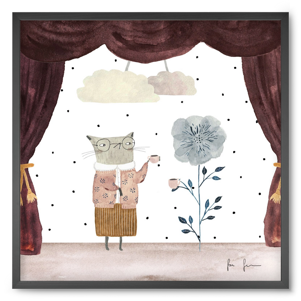 Teadélután, 50x50 cm (50x50 cm), Fekete keret