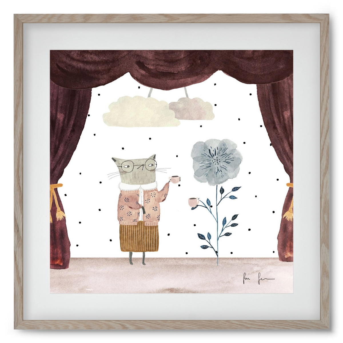 Teadélután, 50x50 cm (40x40 cm), Tölgy keret, paszpartuval