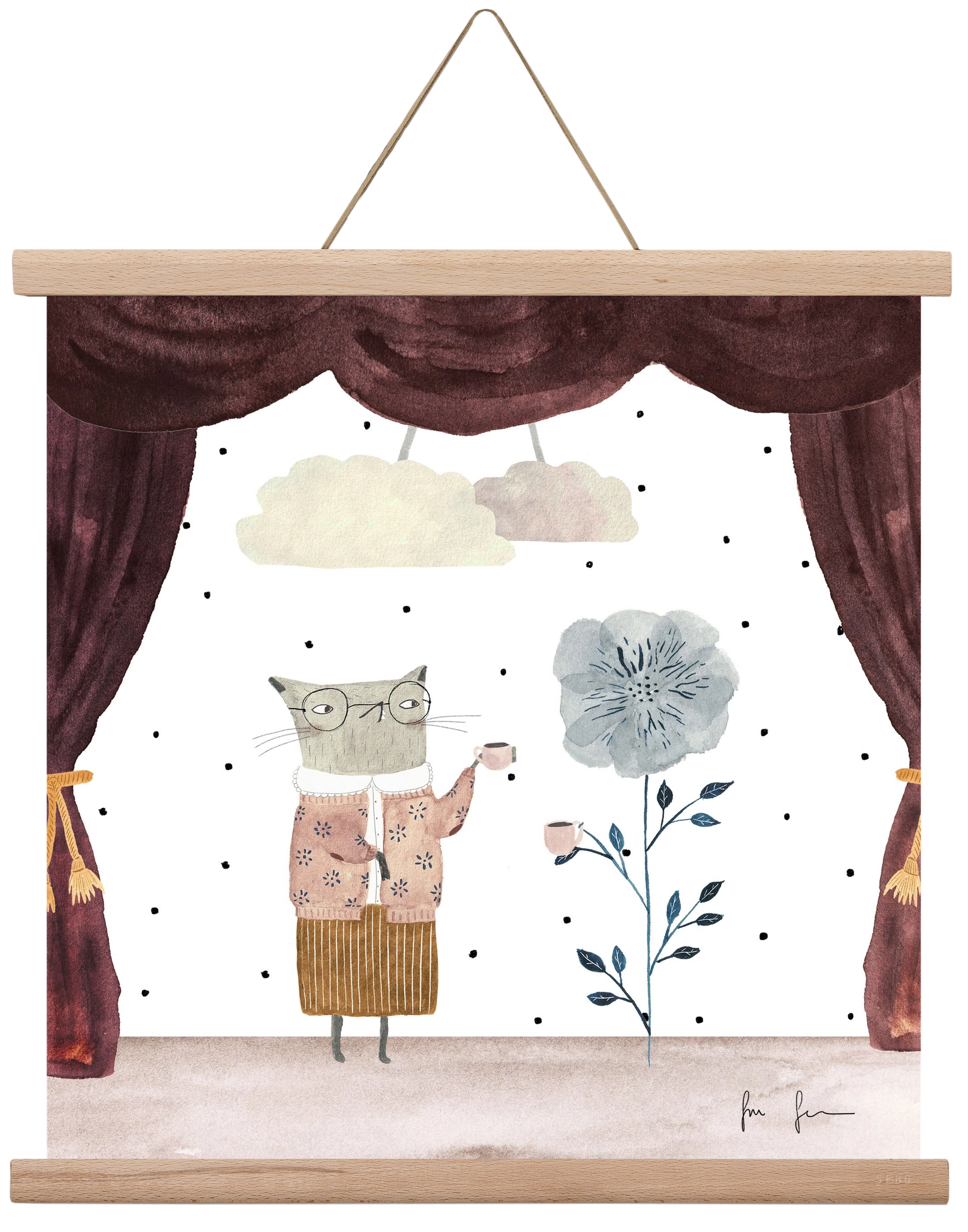 Teadélután, 40x40 cm (40x40 cm), Tölgy akasztó