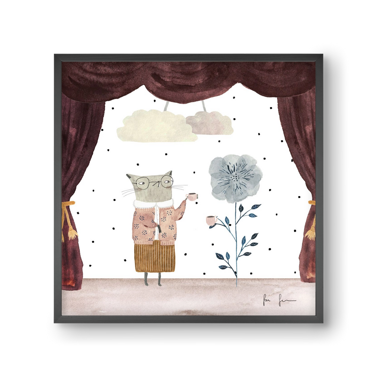 Teadélután, 30x30 cm (30x30 cm), Fekete keret