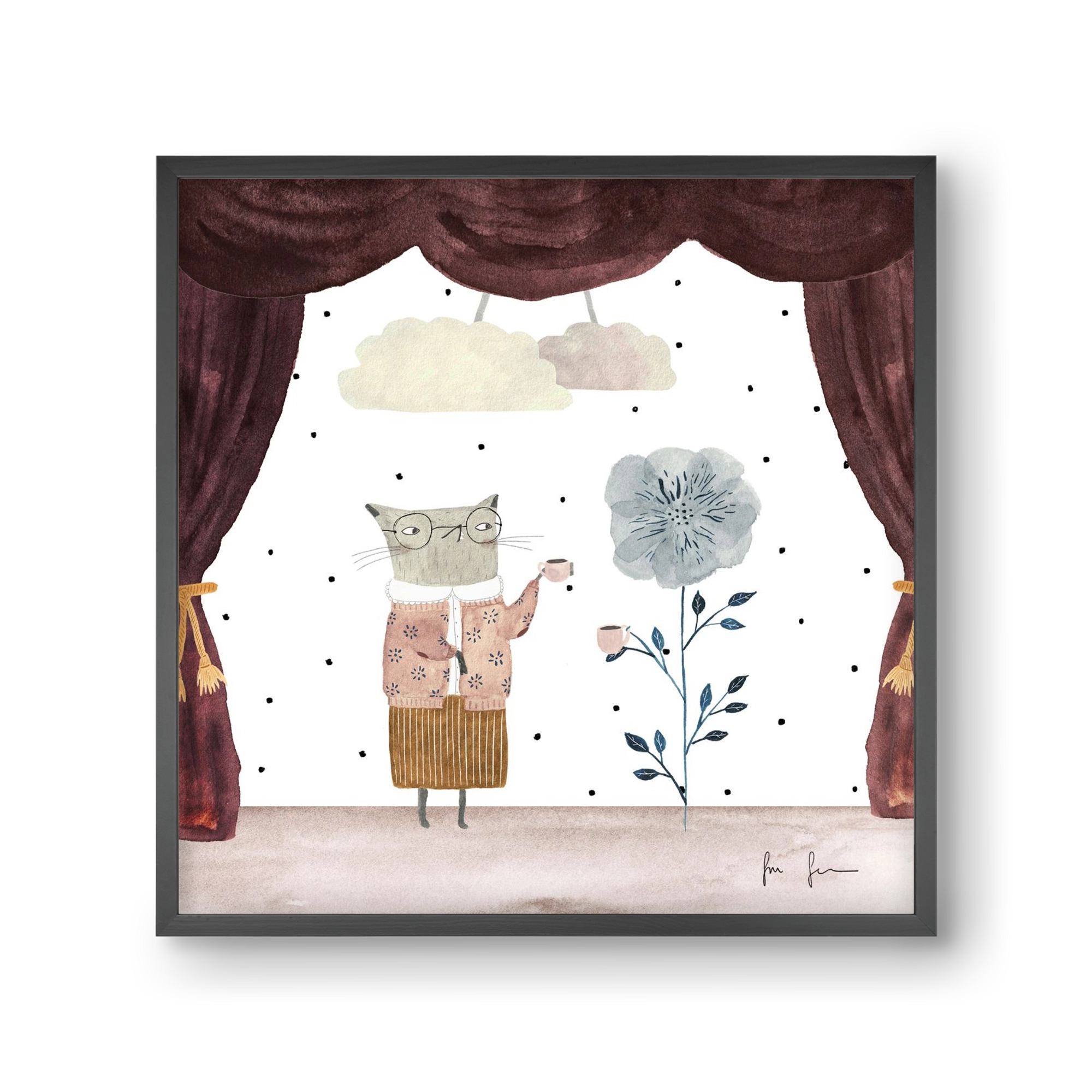 Teadélután, 30x30 cm (30x30 cm), Fekete keret