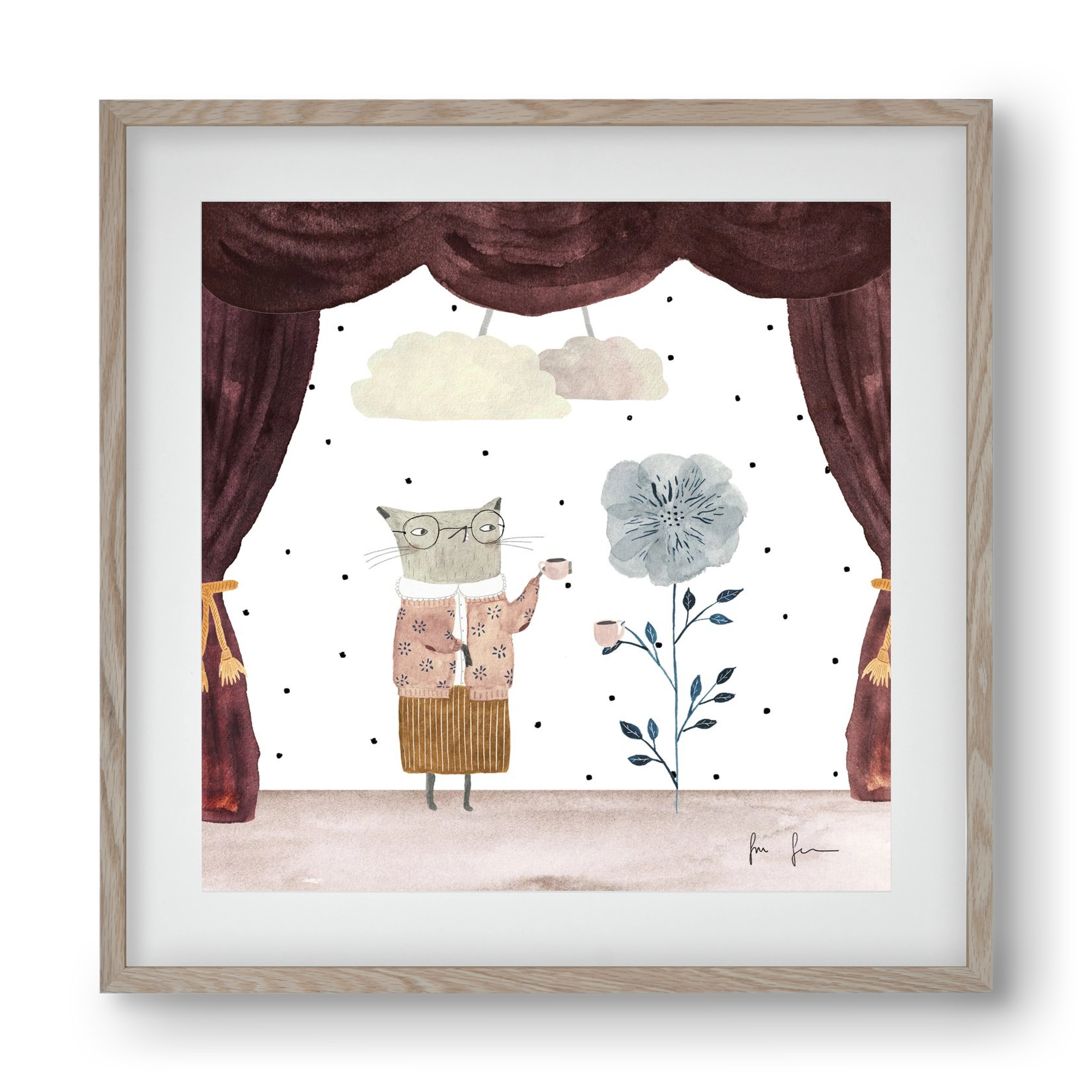 Teadélután, 40x40 cm (30x30 cm), Tölgy keret, paszpartuval