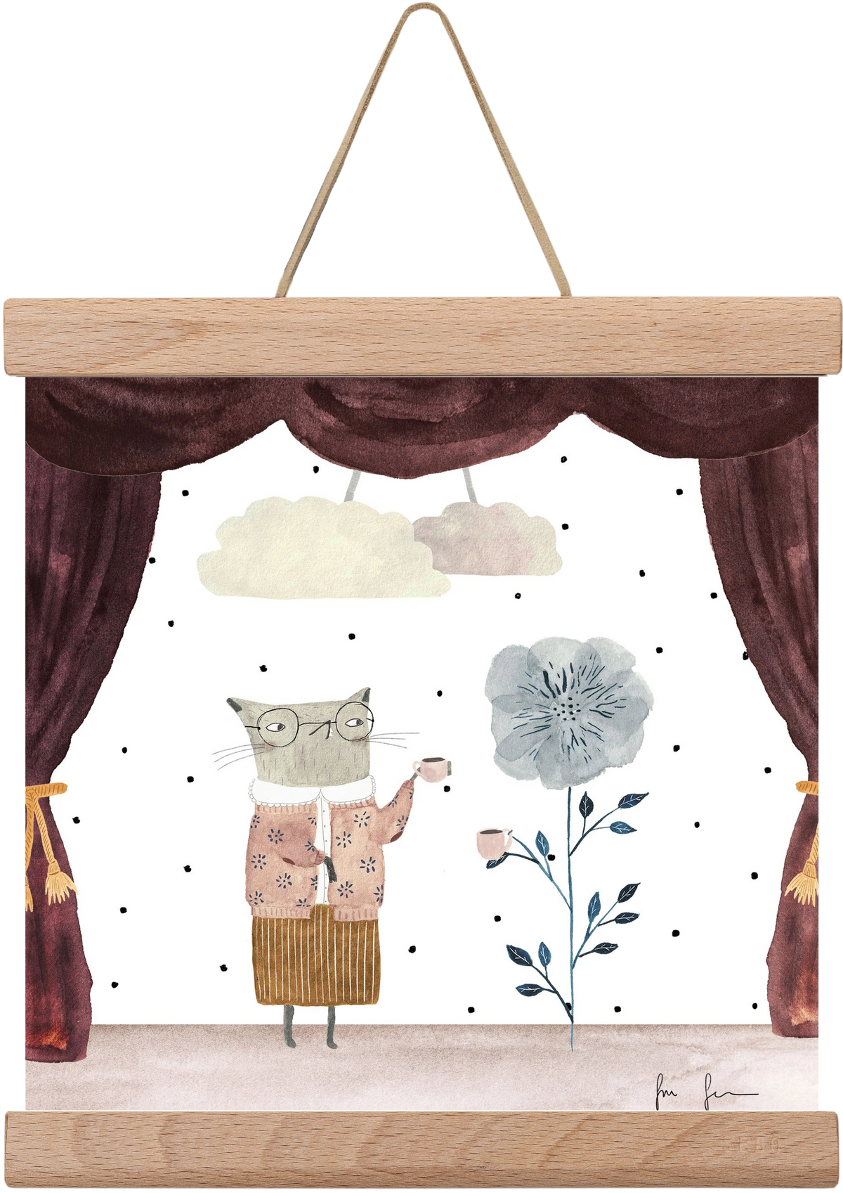 Teadélután, 20x20 cm (20x20 cm), Tölgy akasztó