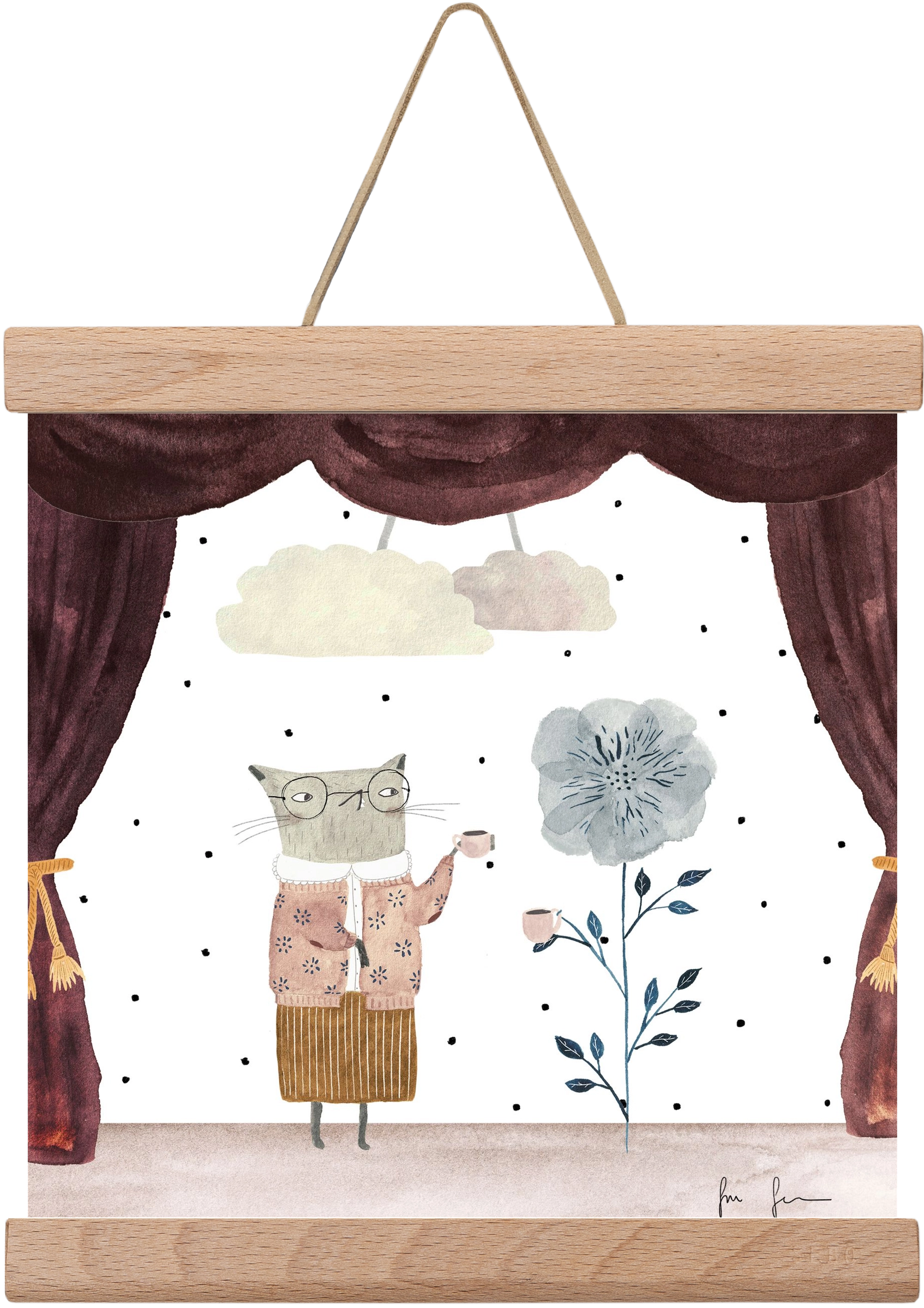 Teadélután, 20x20 cm (20x20 cm), Tölgy akasztó