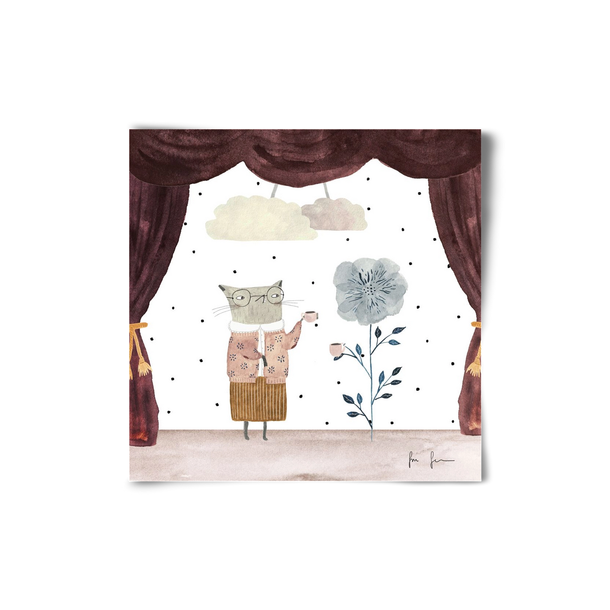 Teadélután, 20x20 cm, Keret nélkül