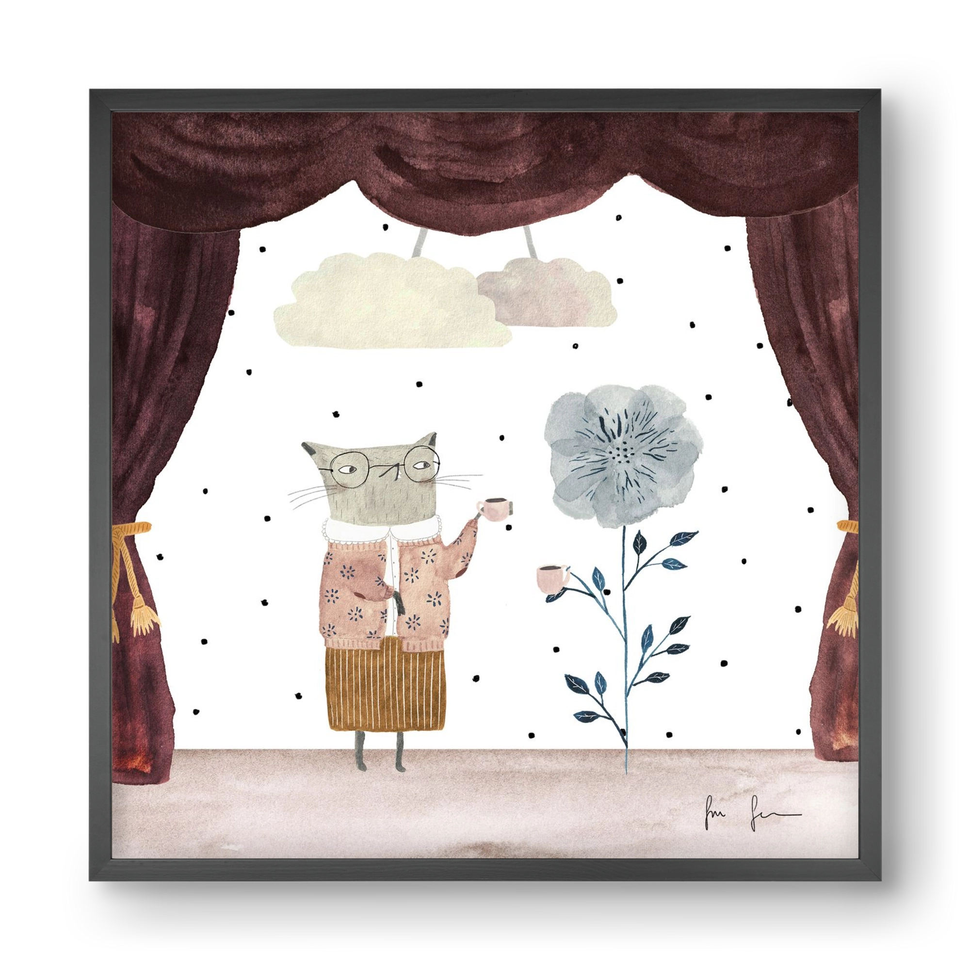 Teadélután, 40x40 cm (40x40 cm), Fekete keret