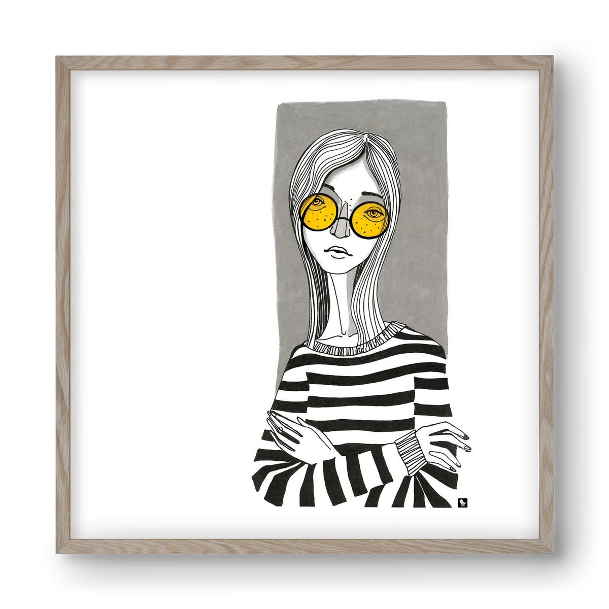 SummerGlasses, 40x40 cm (40x40 cm), Tölgy keret