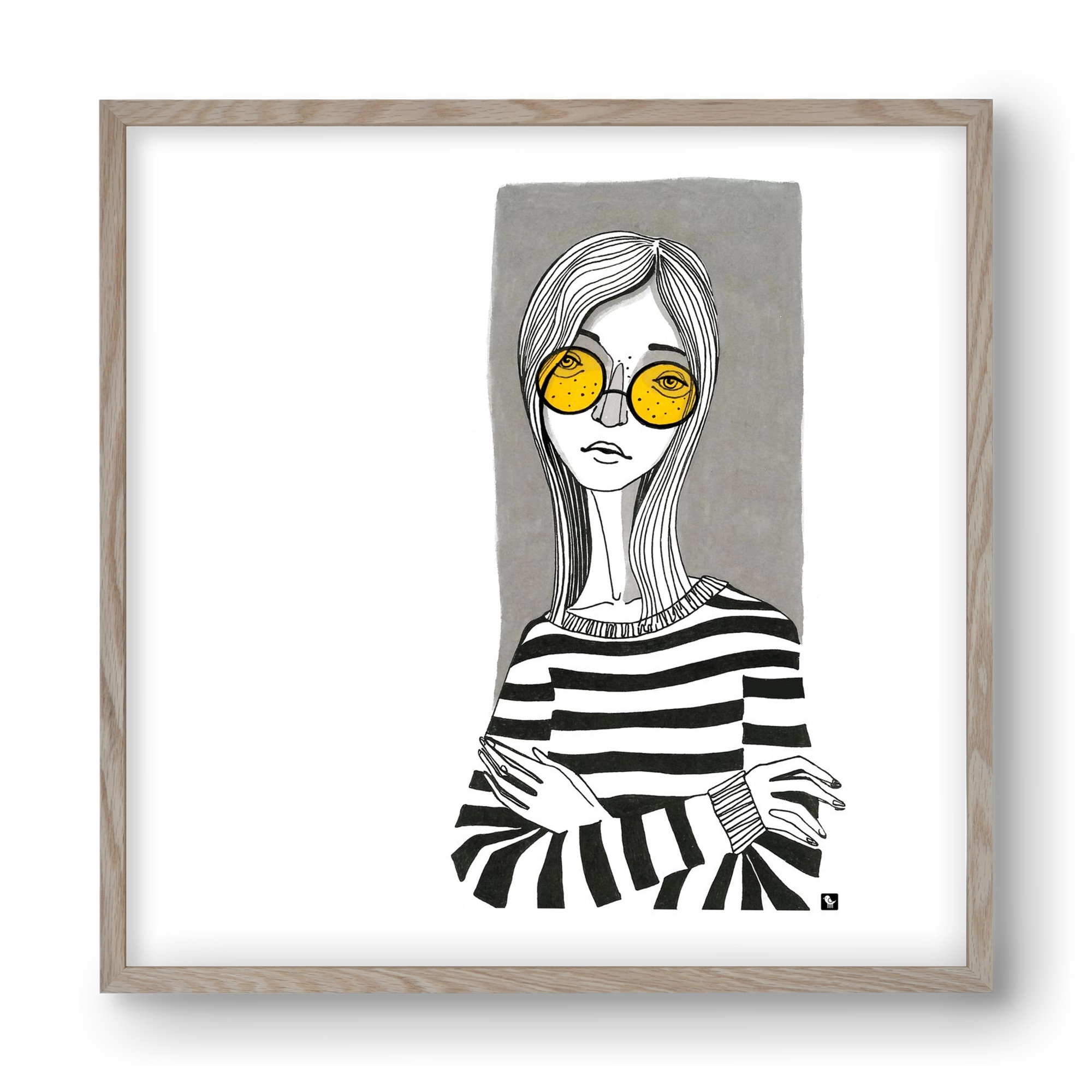 SummerGlasses, 40x40 cm (40x40 cm), Tölgy keret