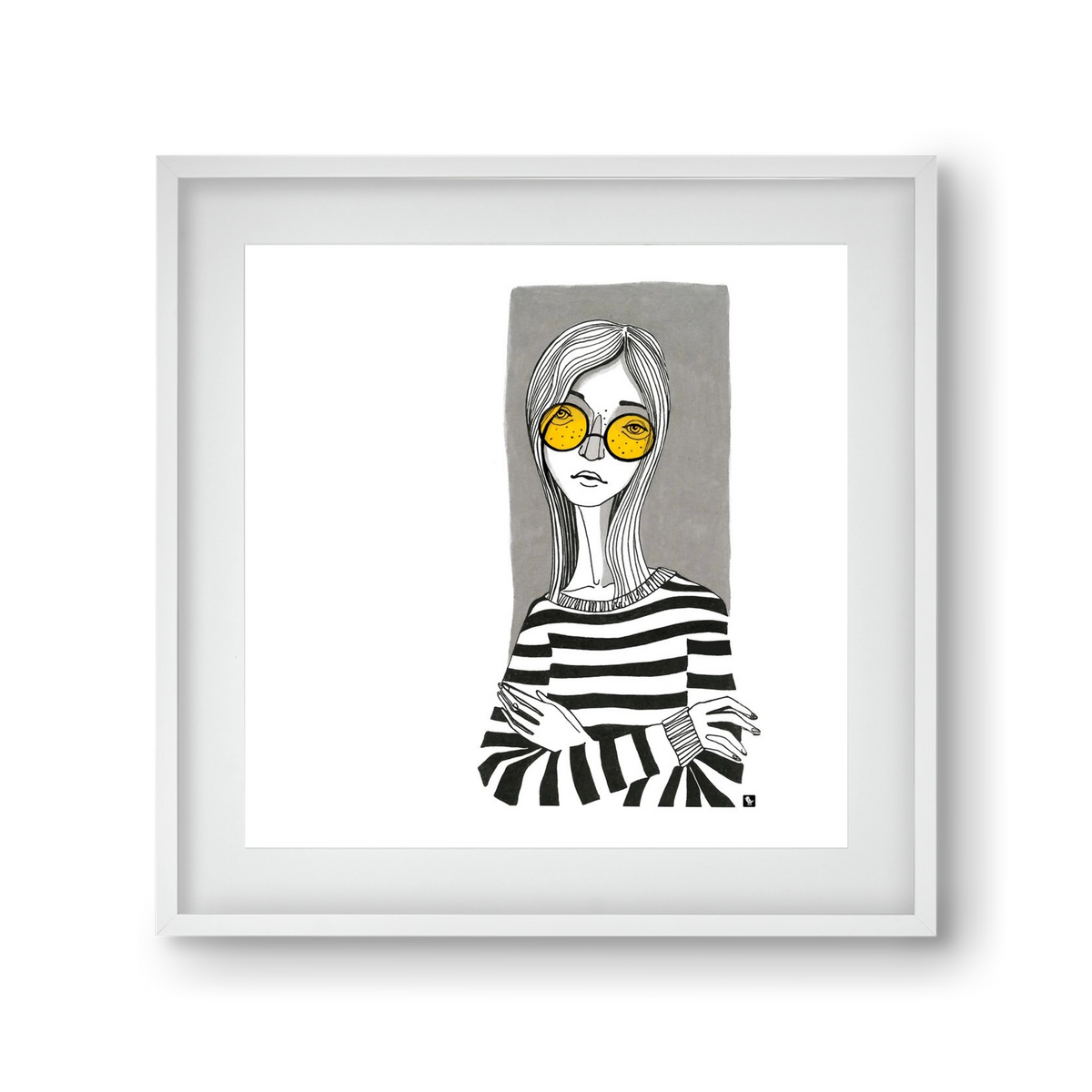 SummerGlasses, 30x30 cm (20x20 cm), Fehér keret, paszpartuval