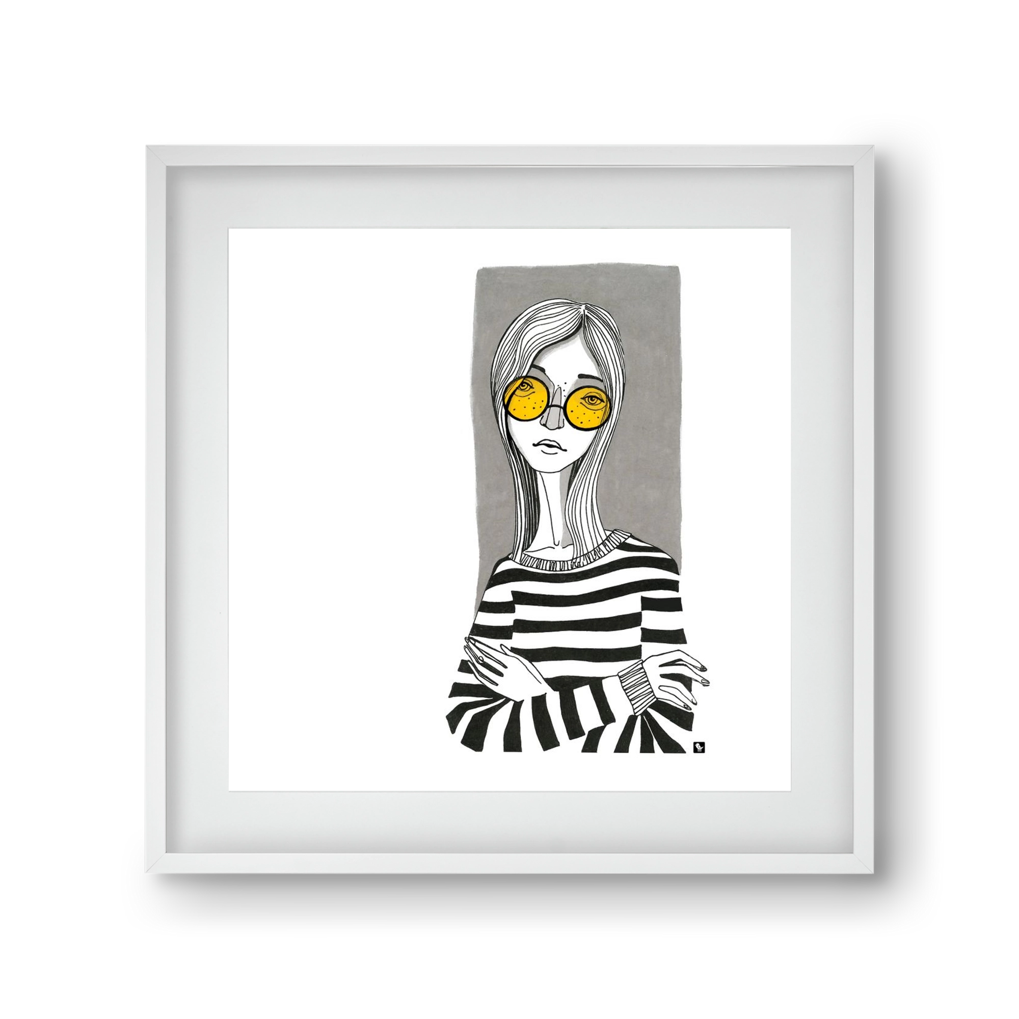 SummerGlasses, 30x30 cm (20x20 cm), Fehér keret, paszpartuval