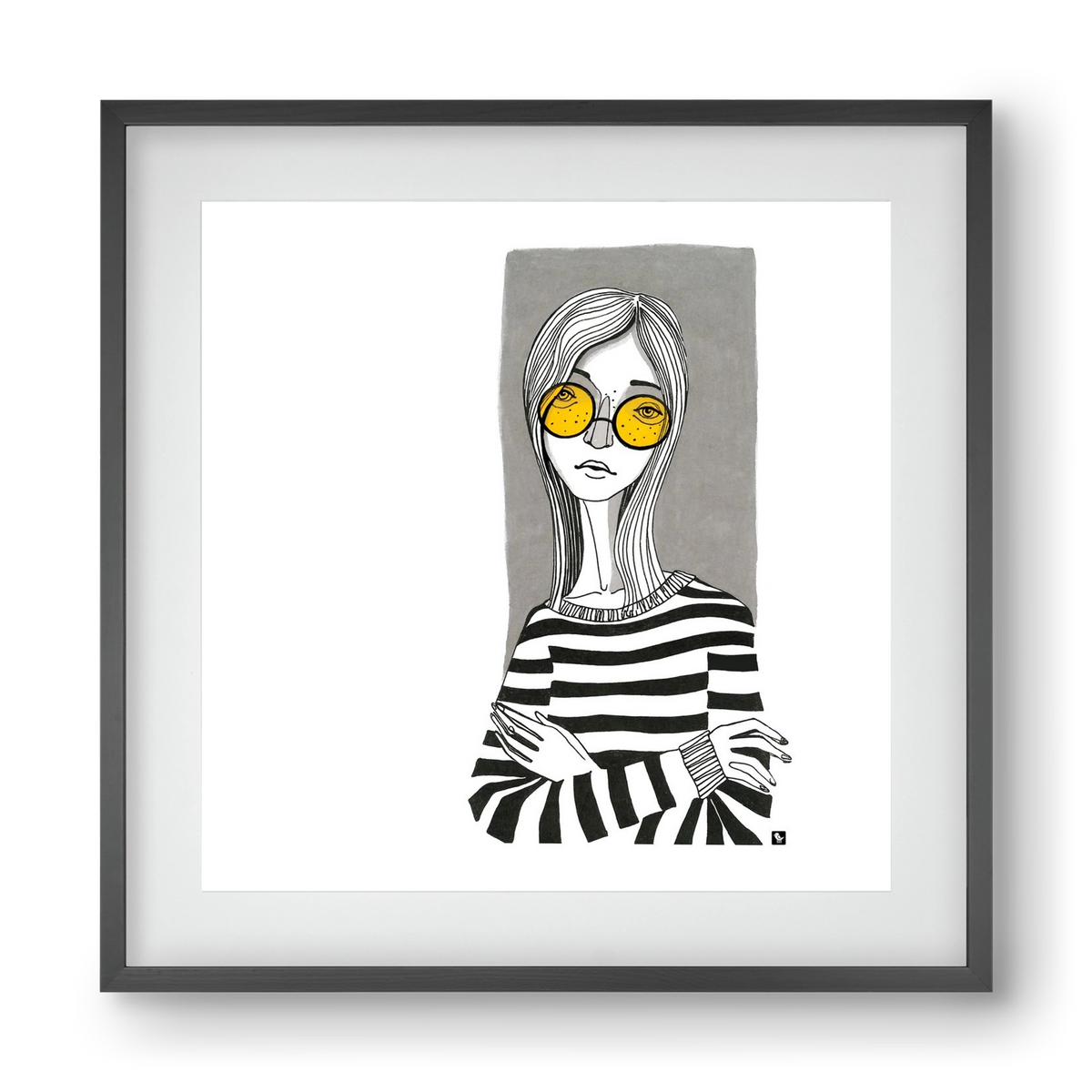 SummerGlasses, 40x40 cm (30x30 cm), Fekete keret, paszpartuval