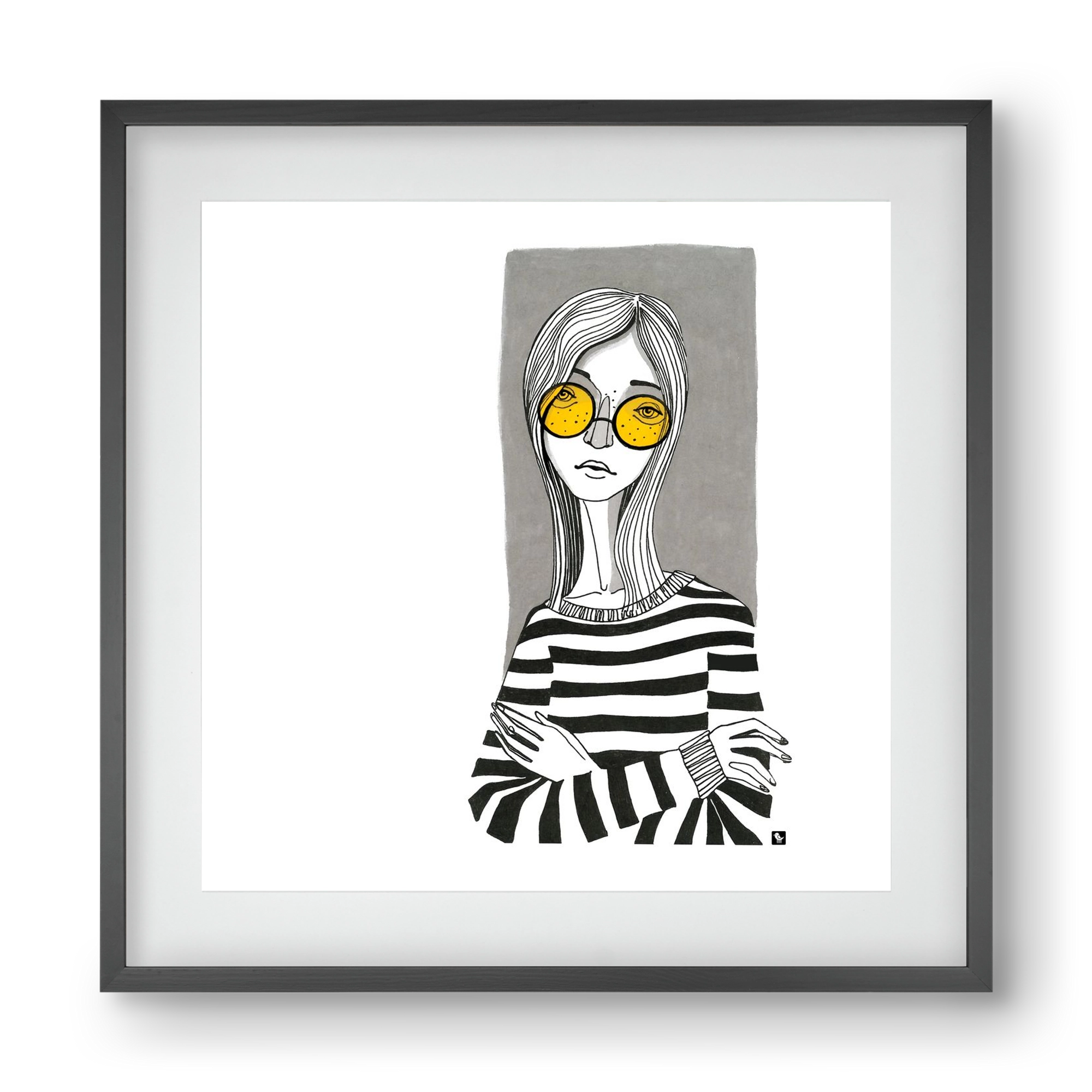 SummerGlasses, 40x40 cm (30x30 cm), Fekete keret, paszpartuval