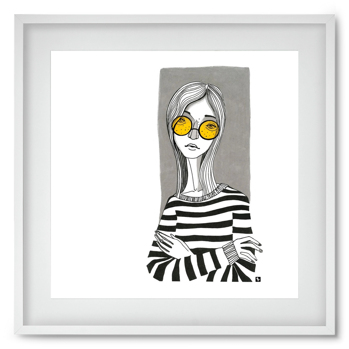 SummerGlasses, 50x50 cm (40x40 cm), Fehér keret, paszpartuval