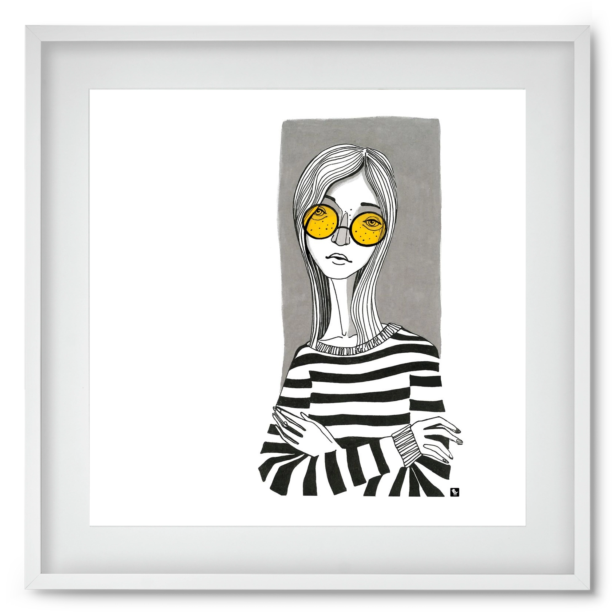 SummerGlasses, 50x50 cm (40x40 cm), Fehér keret, paszpartuval