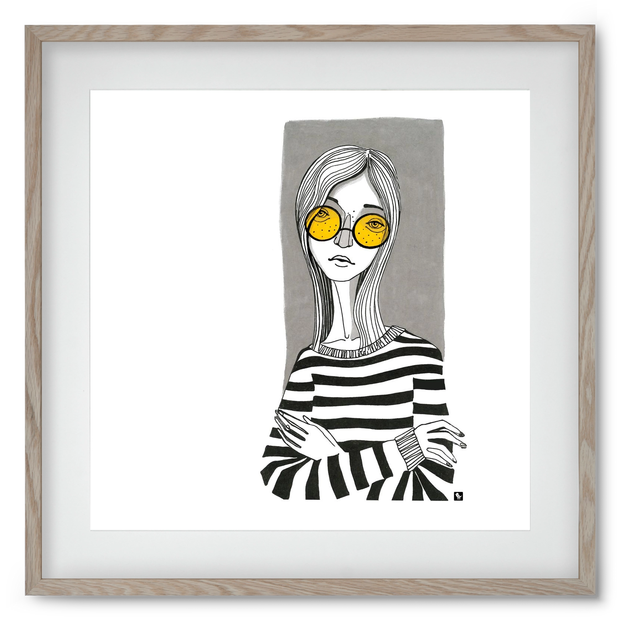 SummerGlasses, 50x50 cm (40x40 cm), Tölgy keret, paszpartuval