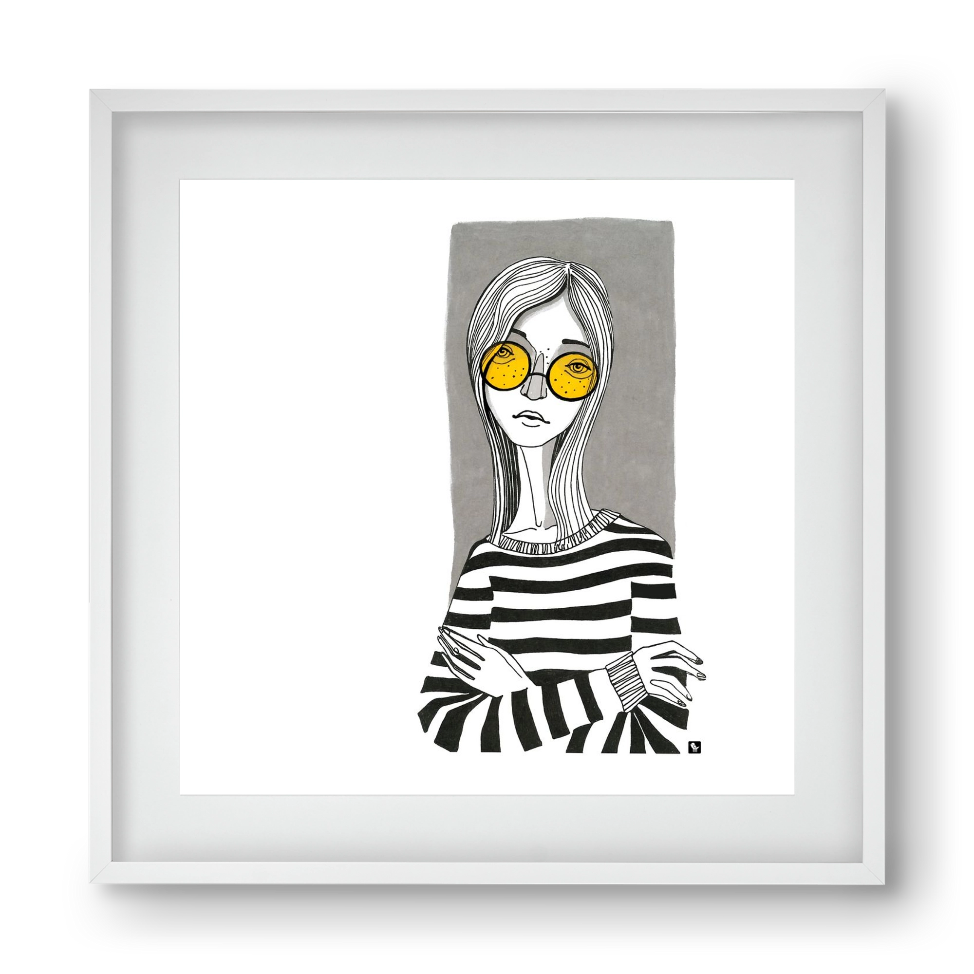 SummerGlasses, 40x40 cm (30x30 cm), Fehér keret, paszpartuval