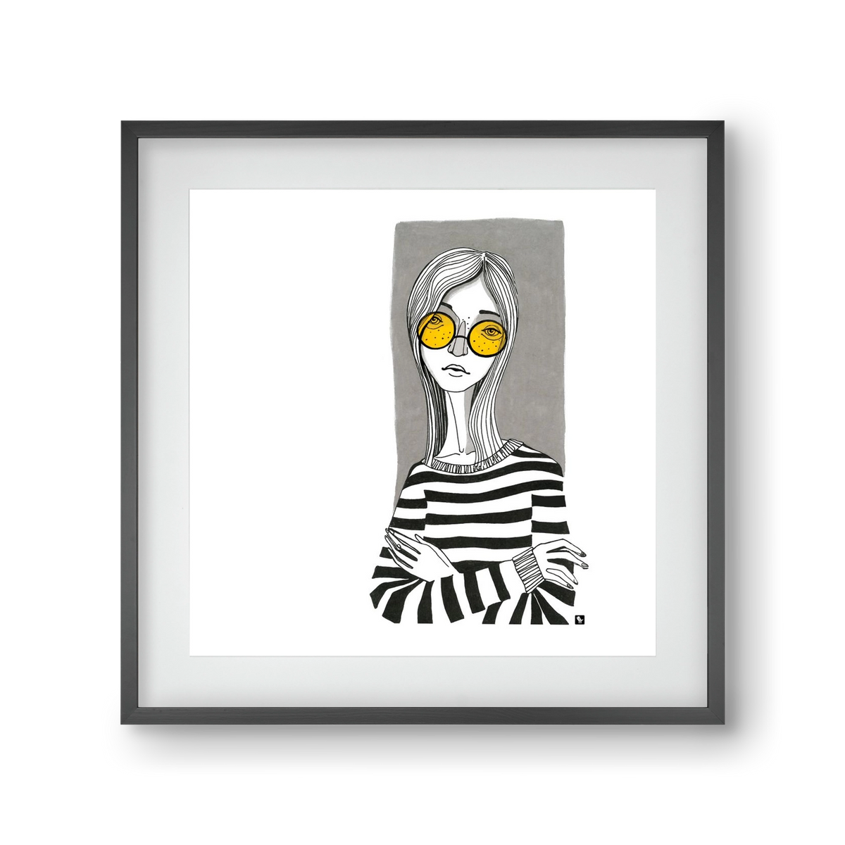 SummerGlasses, 30x30 cm (20x20 cm), Fekete keret, paszpartuval