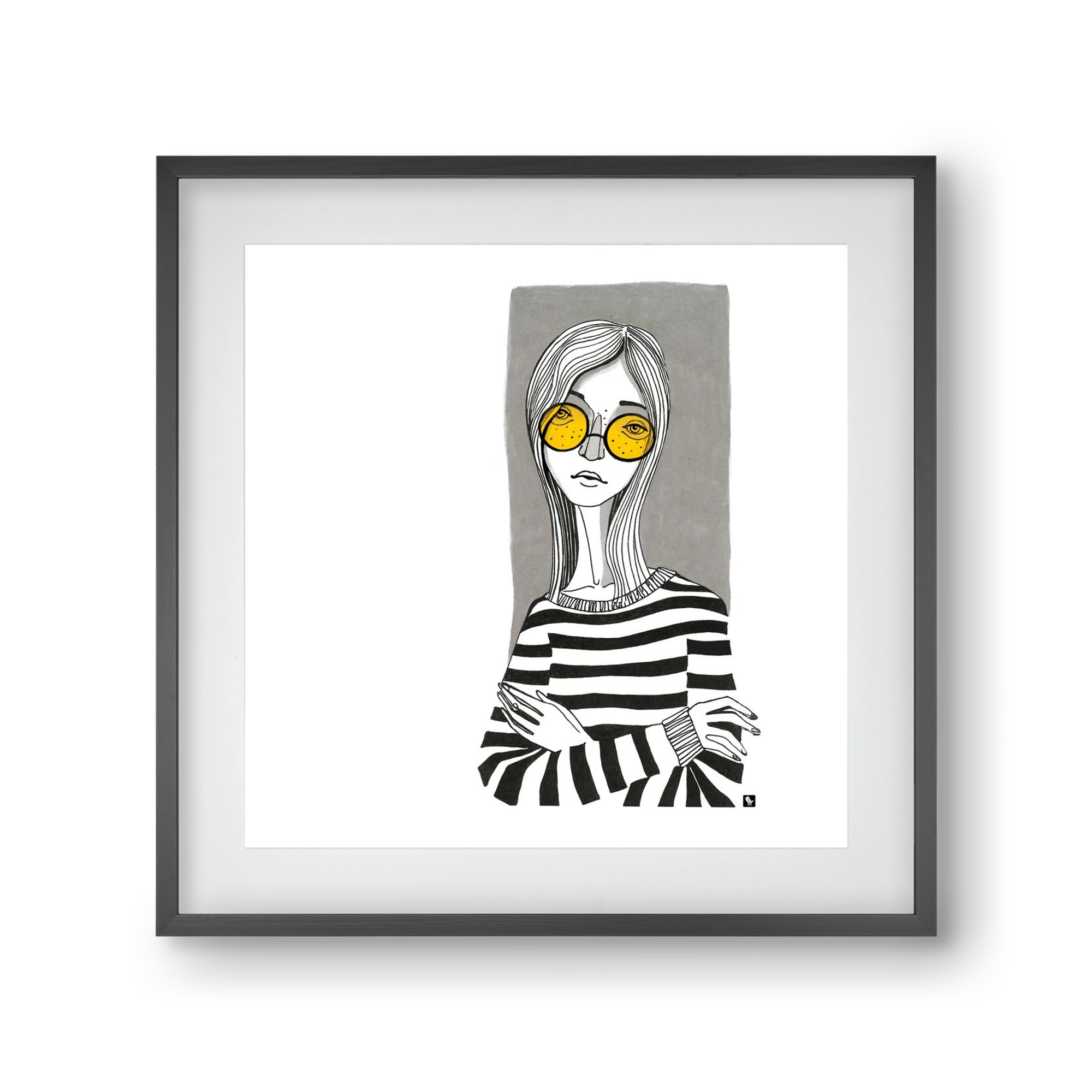 SummerGlasses, 30x30 cm (20x20 cm), Fekete keret, paszpartuval