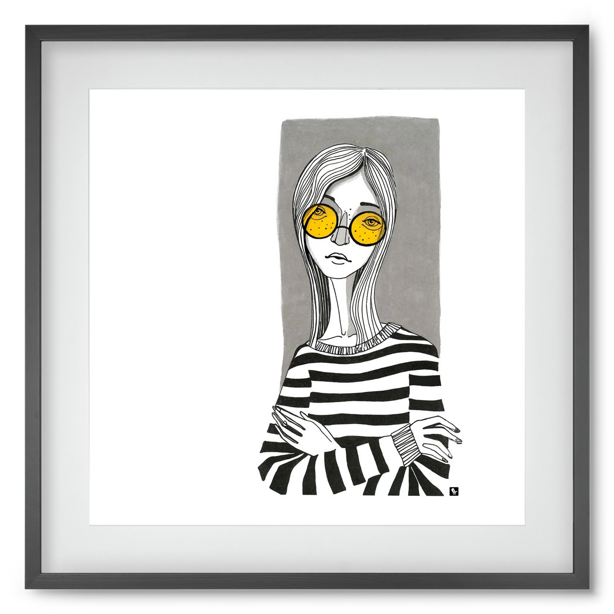 SummerGlasses, 50x50 cm (40x40 cm), Fekete keret, paszpartuval