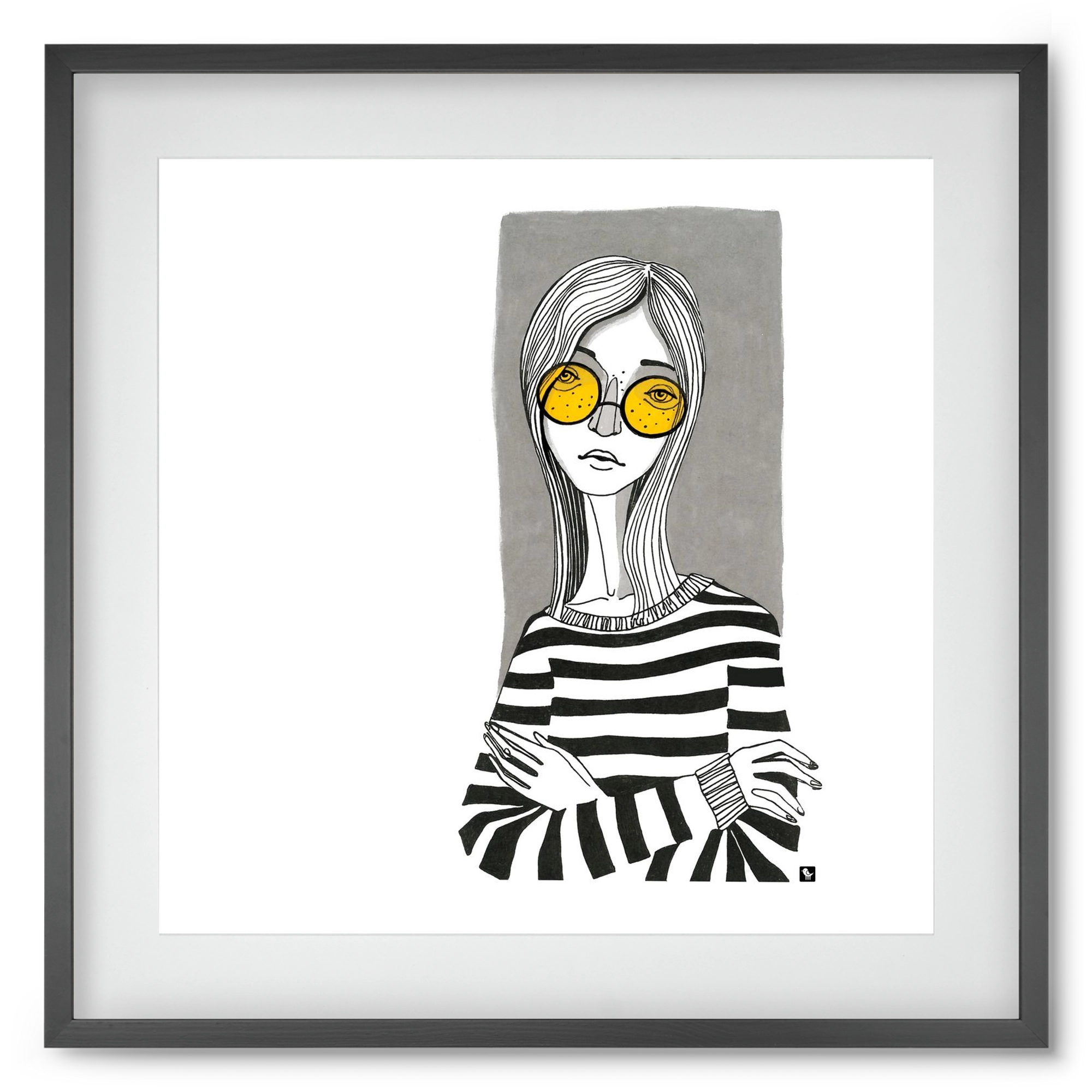 SummerGlasses, 50x50 cm (40x40 cm), Fekete keret, paszpartuval