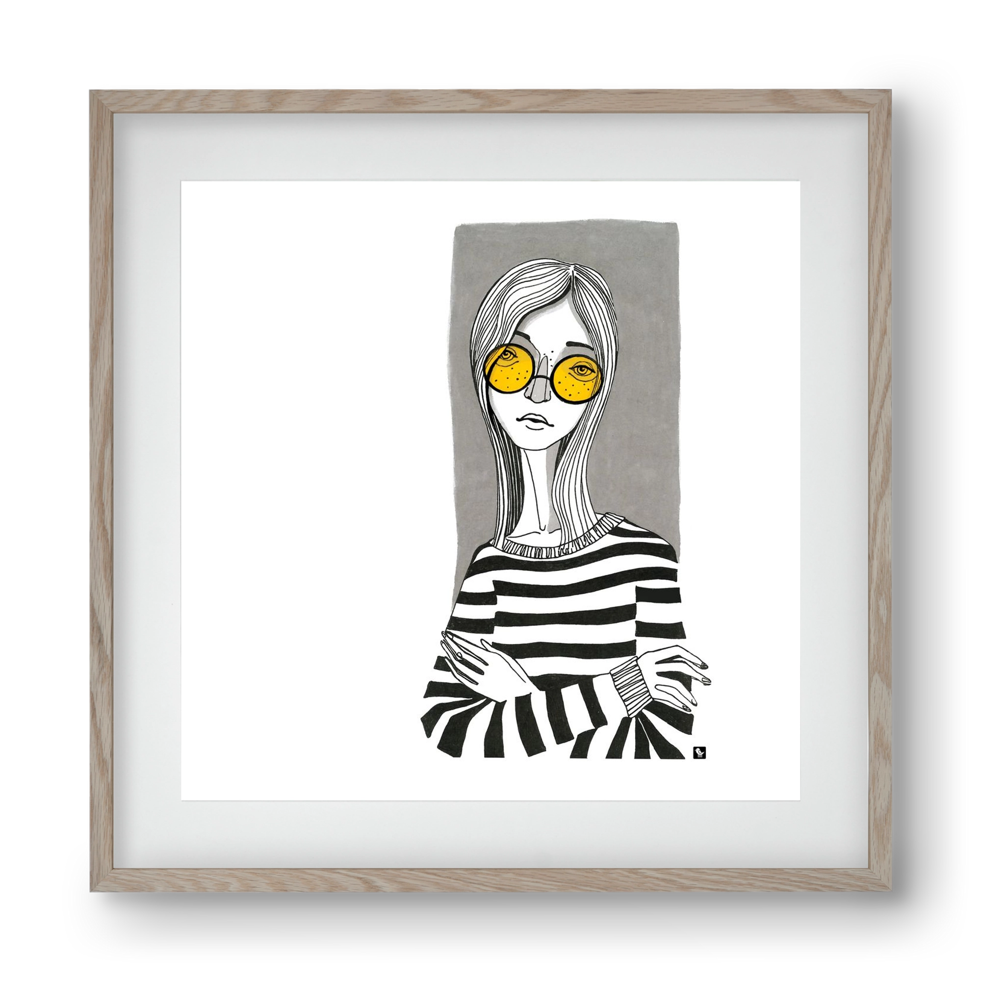 SummerGlasses, 40x40 cm (30x30 cm), Tölgy keret, paszpartuval