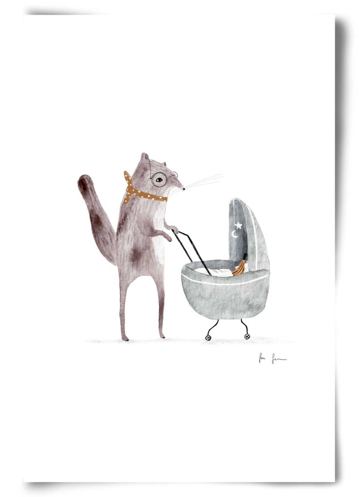 Mókus babakocsival, 60x90 cm, Keret nélkül