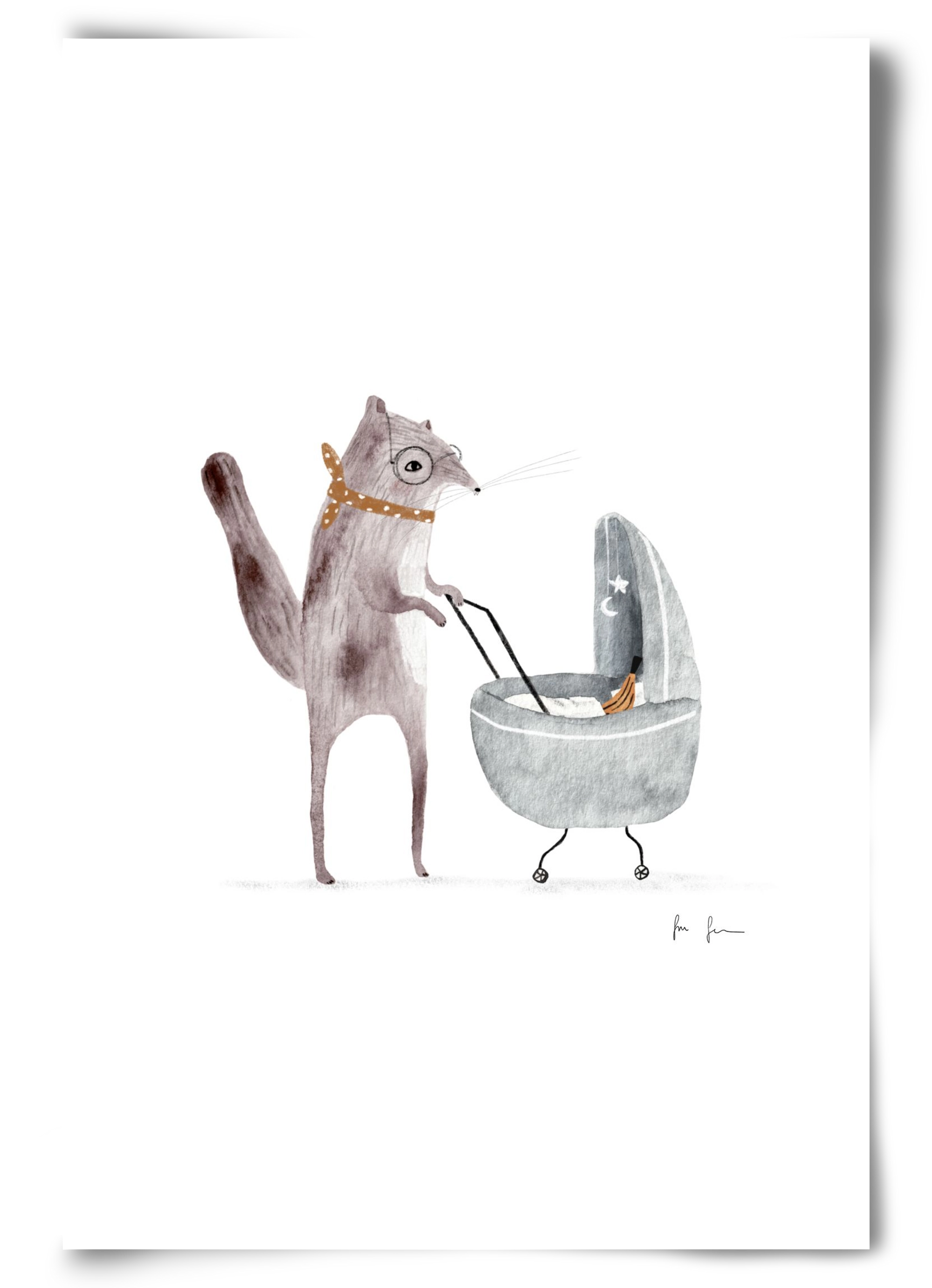 Mókus babakocsival, 60x90 cm, Keret nélkül