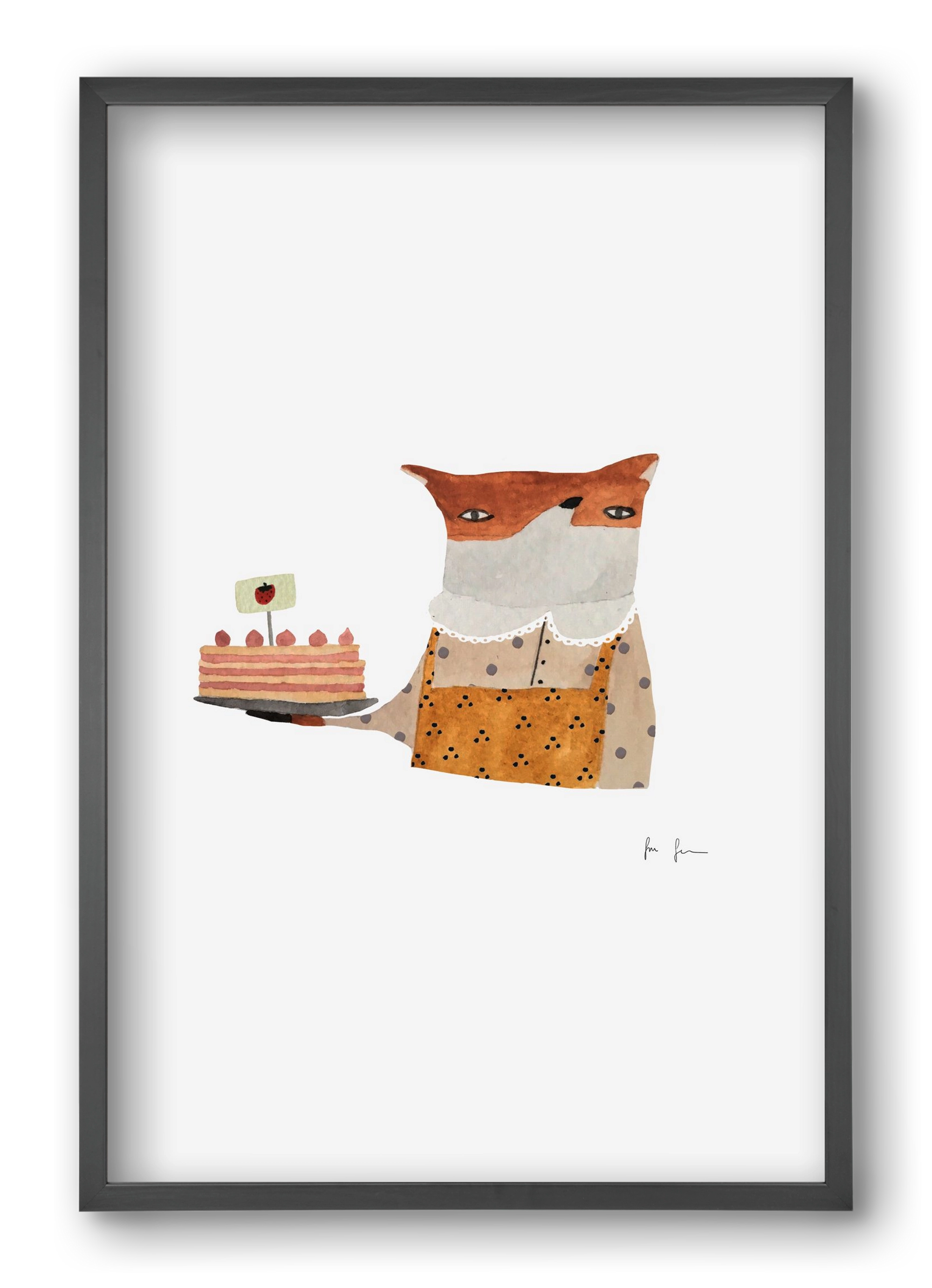 Cukrász róka, 40x60 cm (40x60 cm), Fekete keret