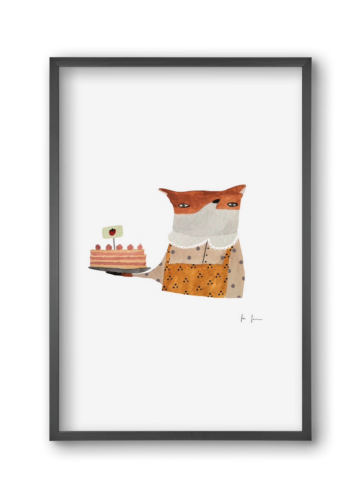 Cukrász róka, 30x45 cm (30x45 cm), Fekete keret