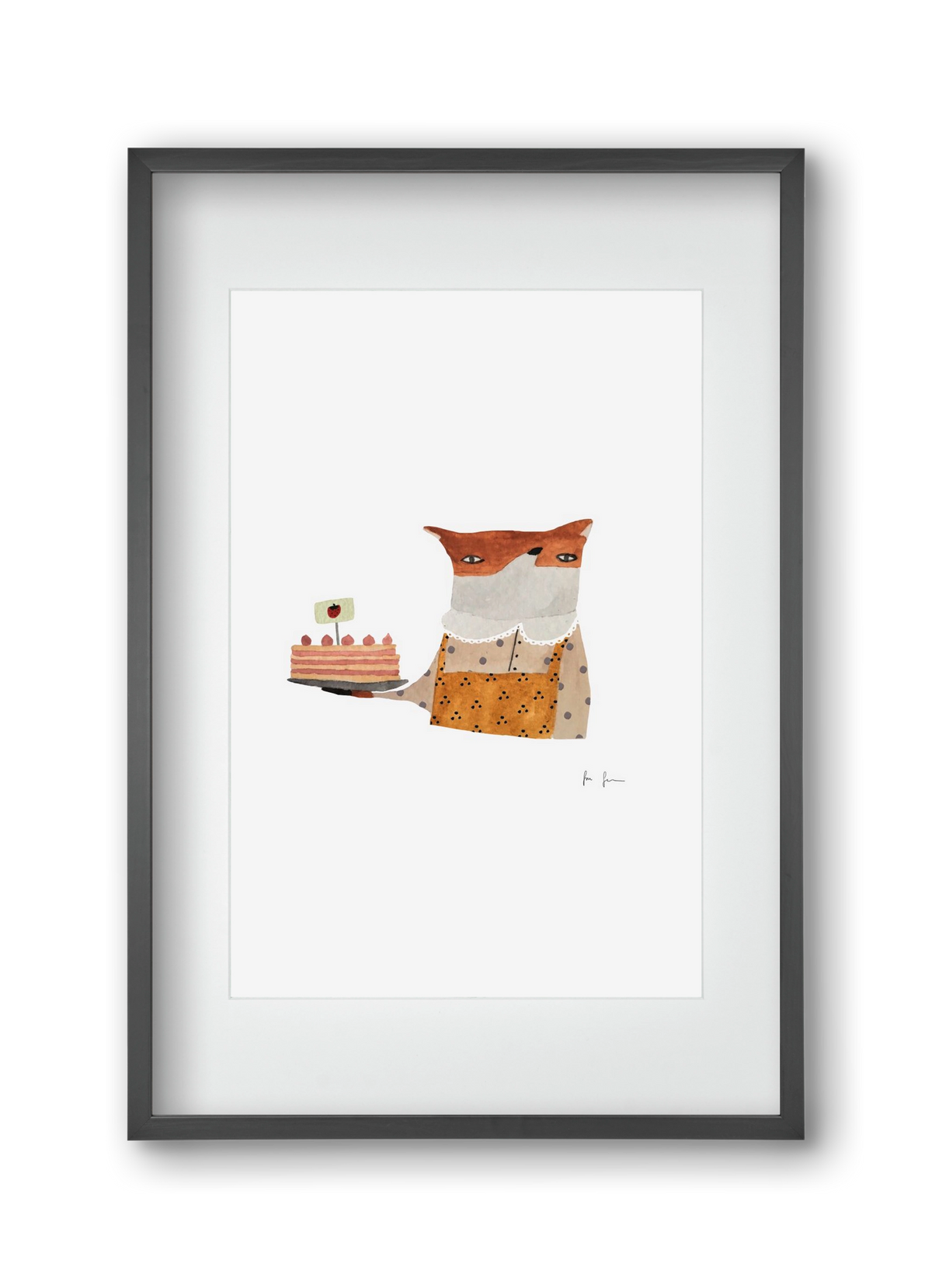 Cukrász róka, 30x45 cm (20x30 cm), Fekete keret, paszpartuval