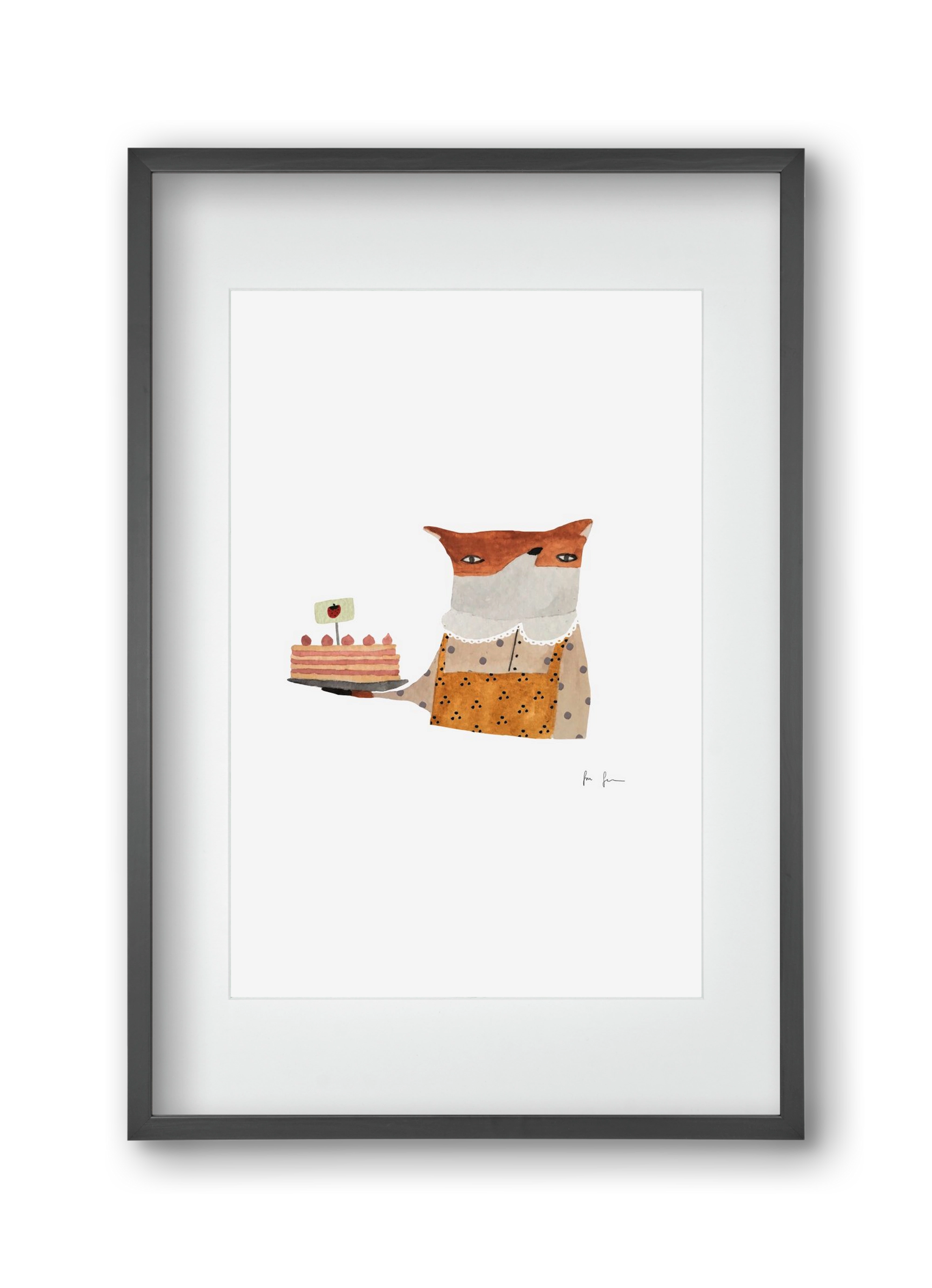 Cukrász róka, 30x45 cm (20x30 cm), Fekete keret, paszpartuval