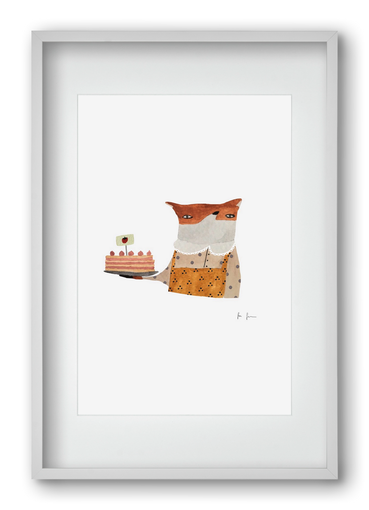 Cukrász róka, 40x60 cm (30x45 cm), Fehér keret, paszpartuval