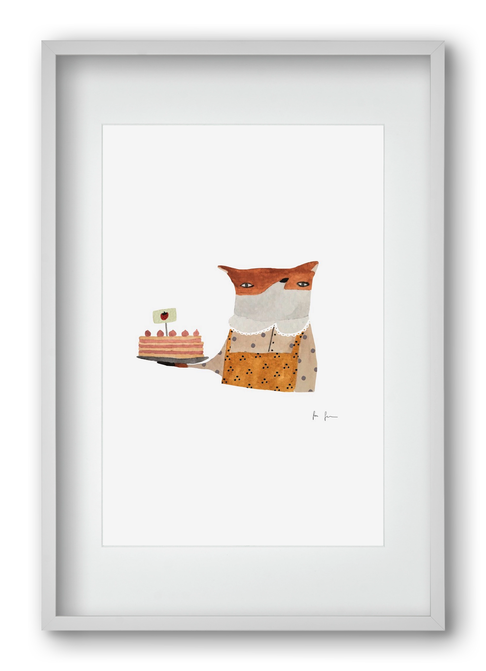 Cukrász róka, 40x60 cm (30x45 cm), Fehér keret, paszpartuval