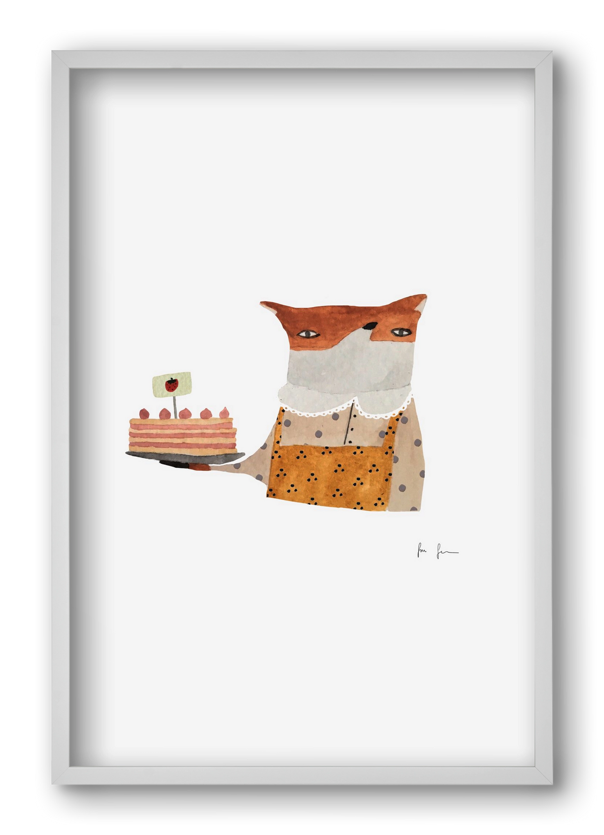 Cukrász róka, 40x60 cm (40x60 cm), Fehér keret