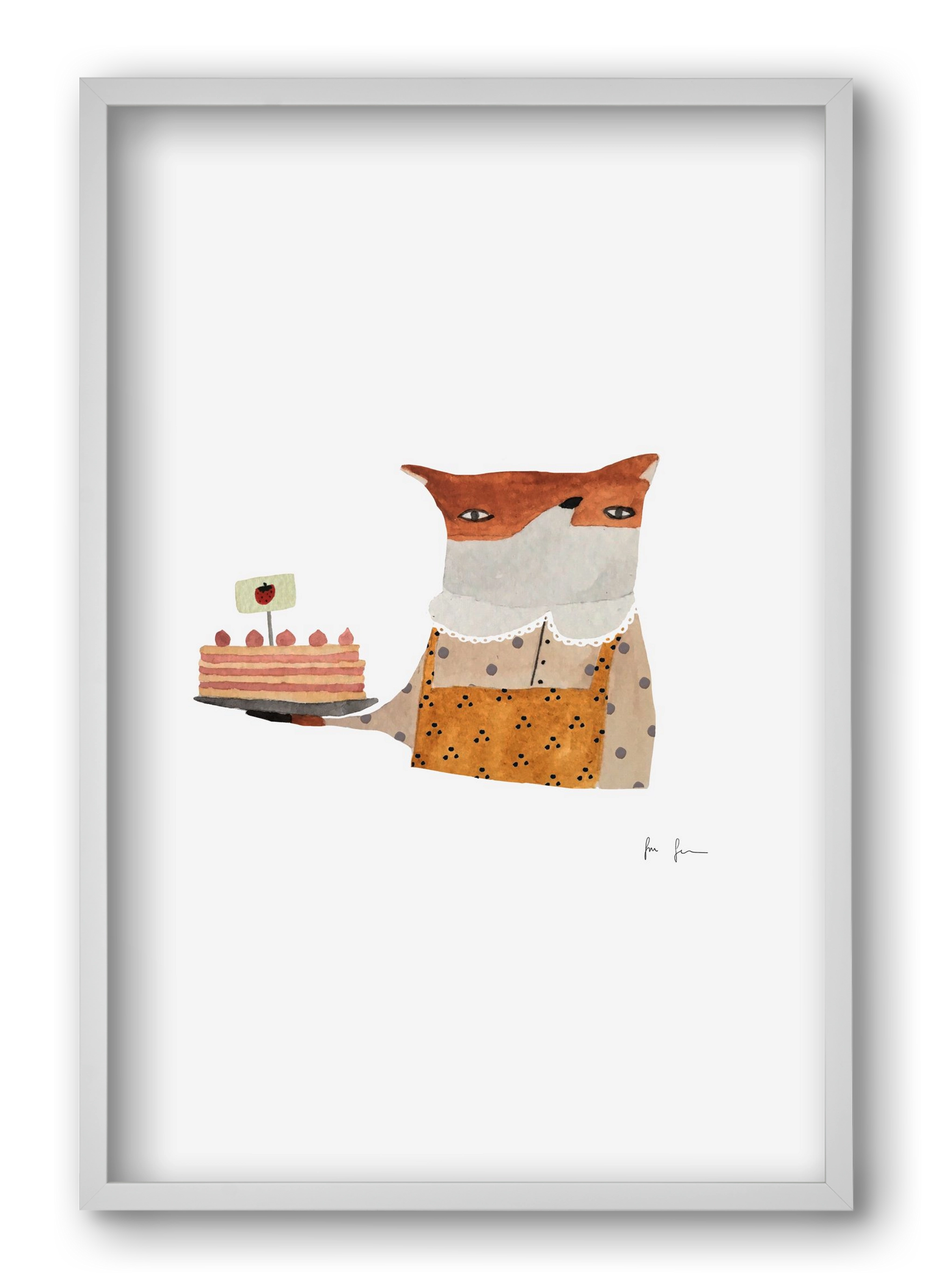 Cukrász róka, 40x60 cm (40x60 cm), Fehér keret