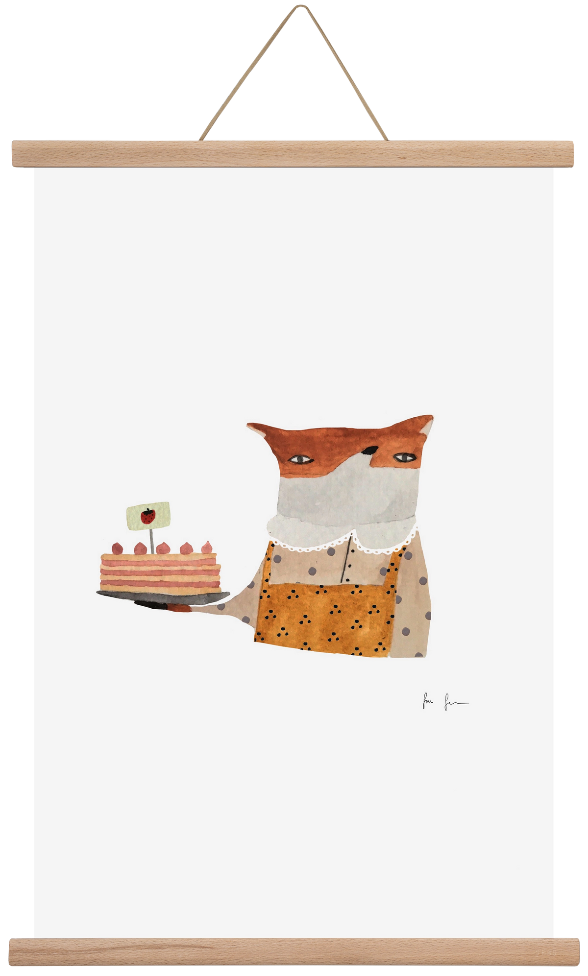 Cukrász róka, 40x60 cm (40x60 cm), Tölgy akasztó