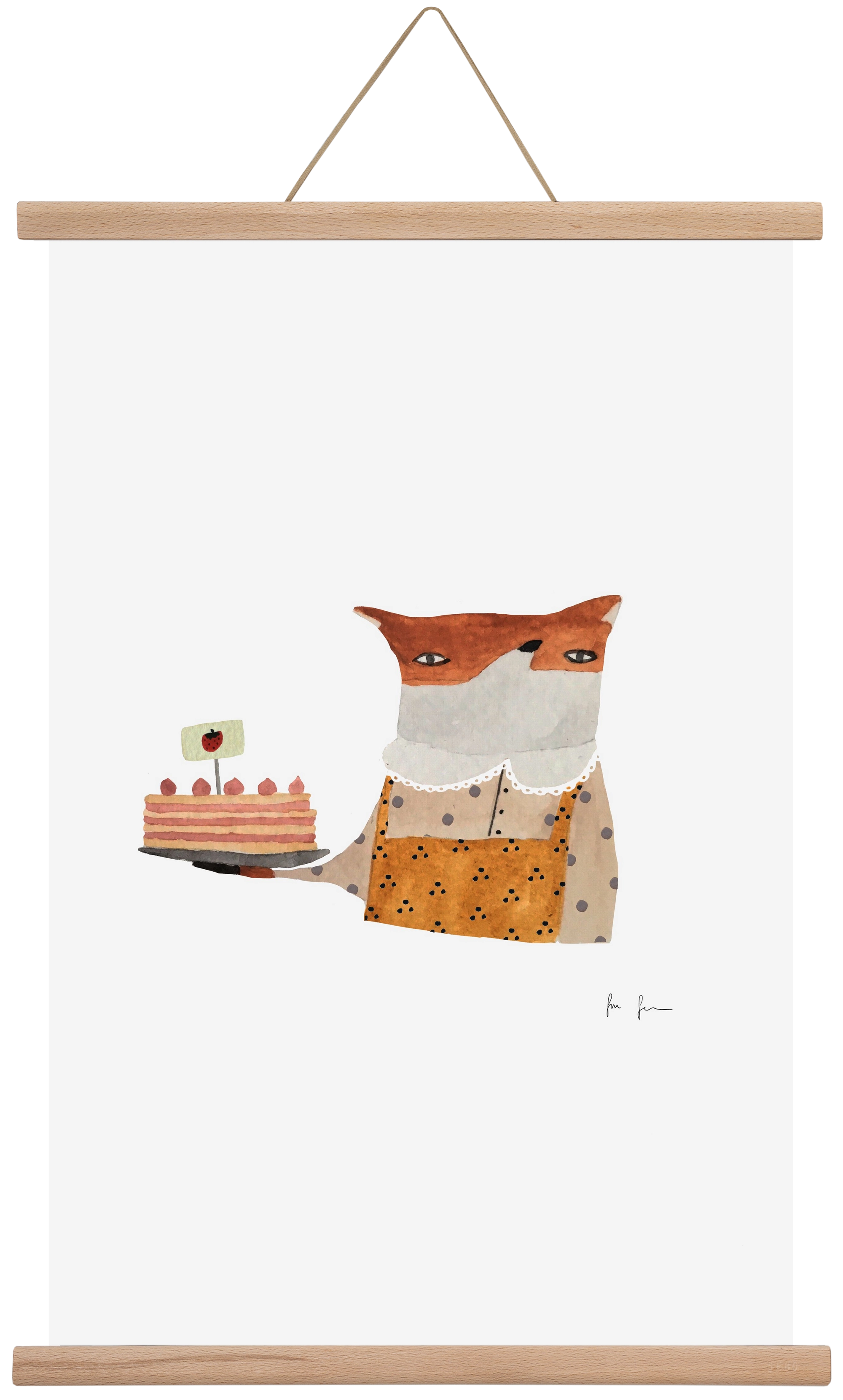 Cukrász róka, 40x60 cm (40x60 cm), Tölgy akasztó