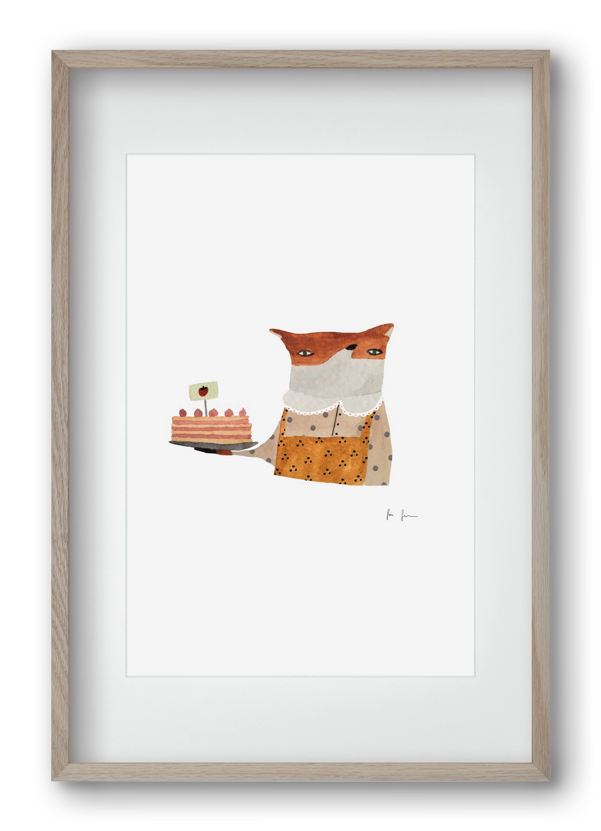 Cukrász róka, 40x60 cm (30x45 cm), Tölgy keret, paszpartuval