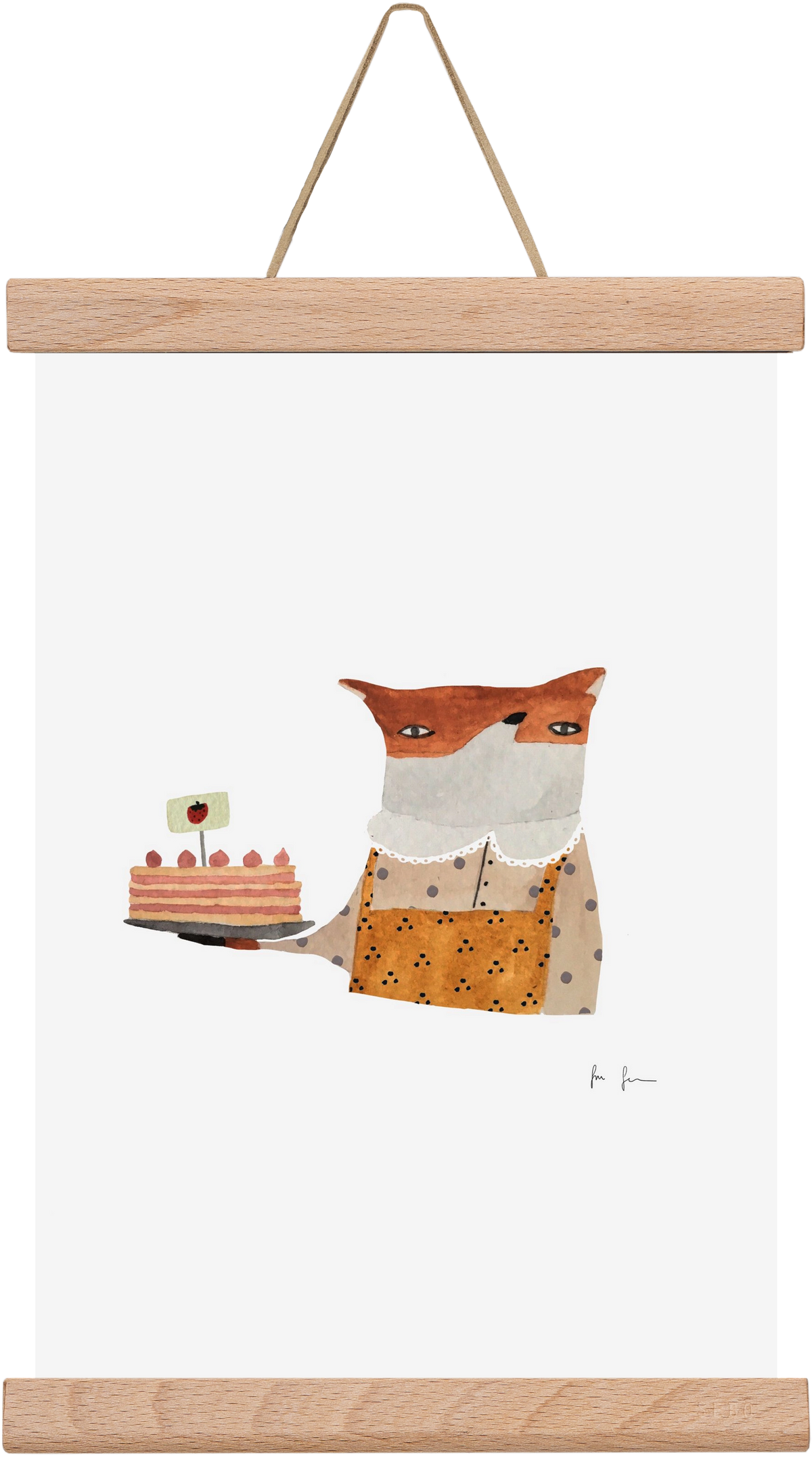 Cukrász róka, 20x30 cm (20x30 cm), Tölgy akasztó