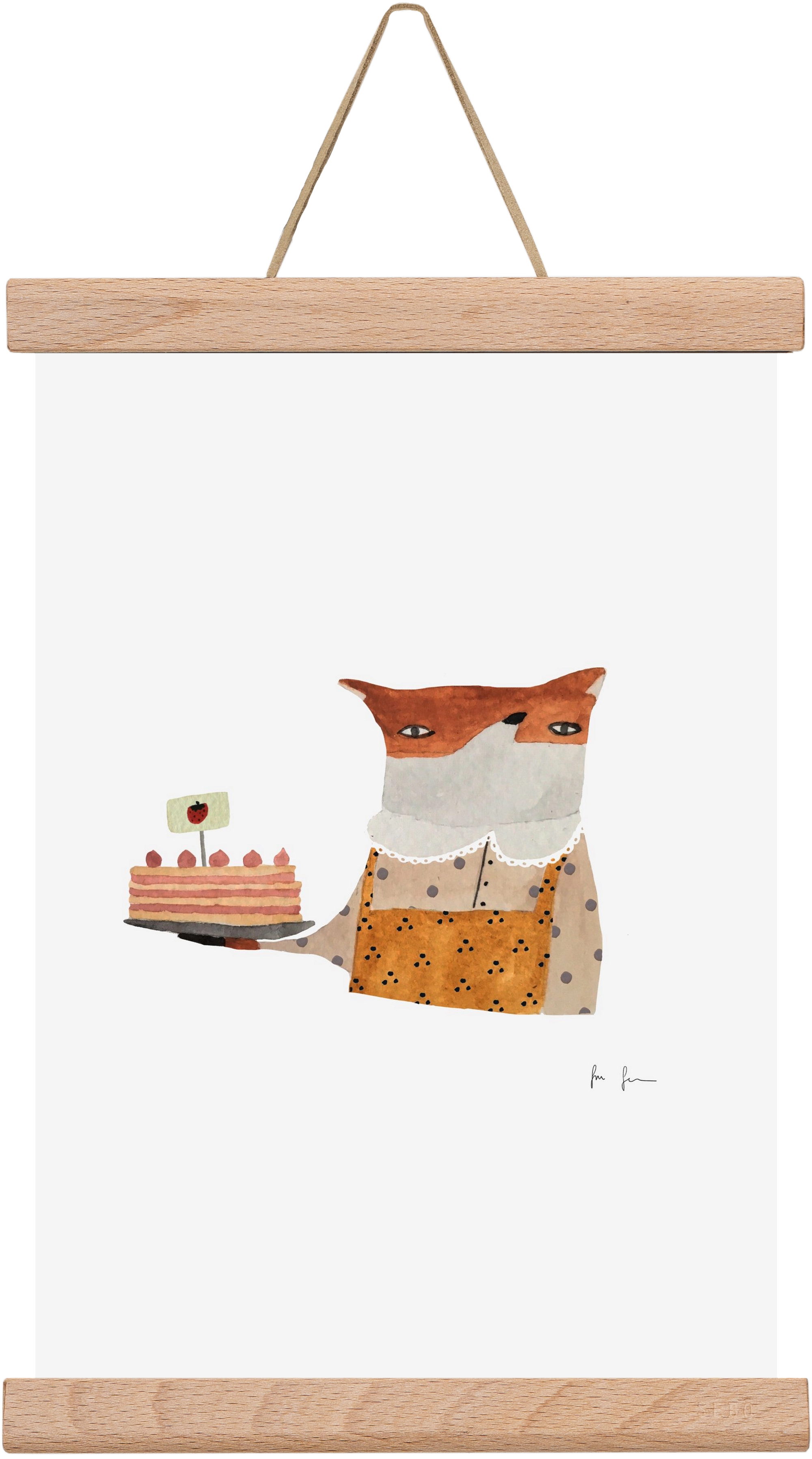 Cukrász róka, 20x30 cm (20x30 cm), Tölgy akasztó